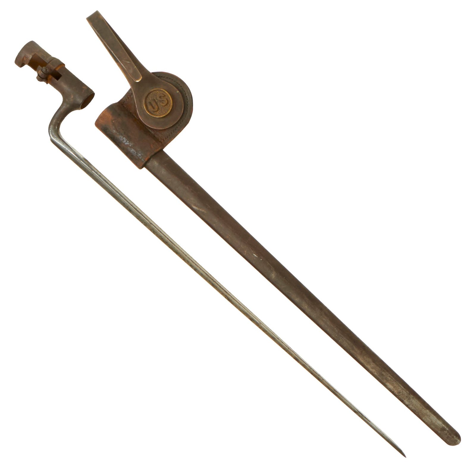 Buy Original U.S. Springfield Trapdoor M1873 Rifle Socket Bayonet with U.S. Scabbard | Original Firearms Antique For Sale