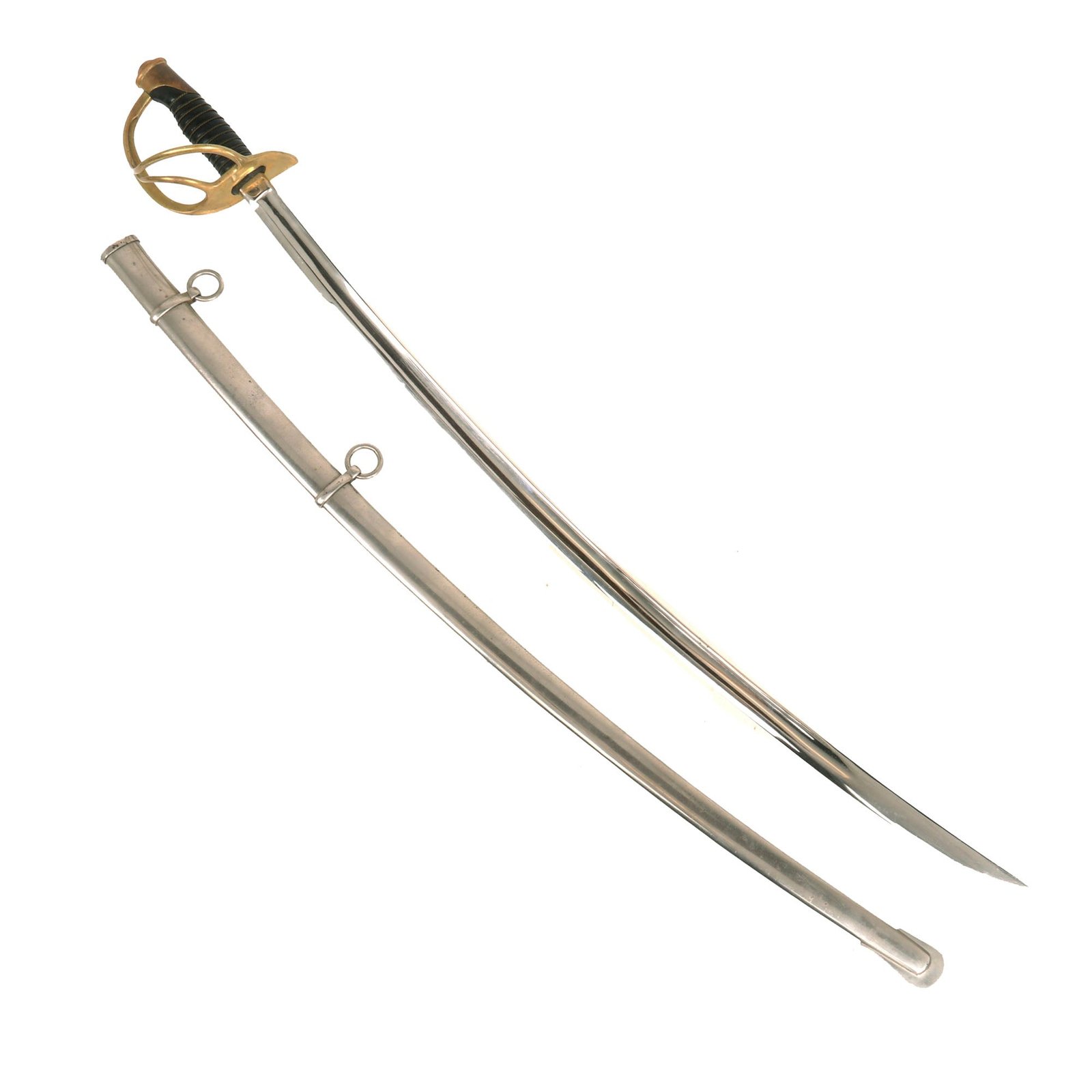 Buy Original U.S. Civil War First Year of Production M1860 Light Cavalry Saber by Ames Mfg. Co. with Nickel Plated Blade & Scabbard - dated 1859 | Original Firearms Antique For Sale