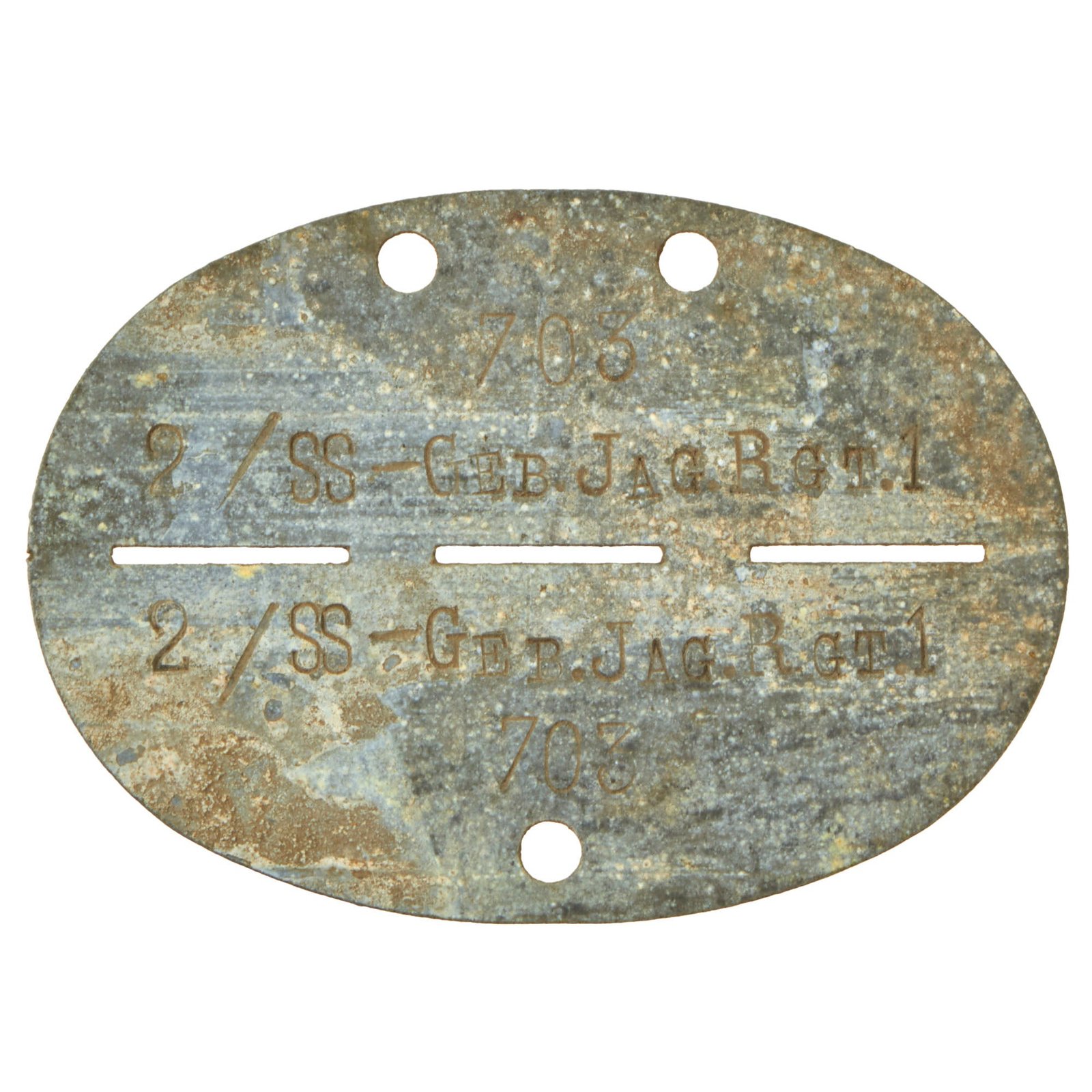 Buy Original German WWII SS Identity Disc Dog Tag - 1st Waffen Gebirgsjäger Mountain Infantry Regiment - No. 703 | Original Firearms Antique For Sale