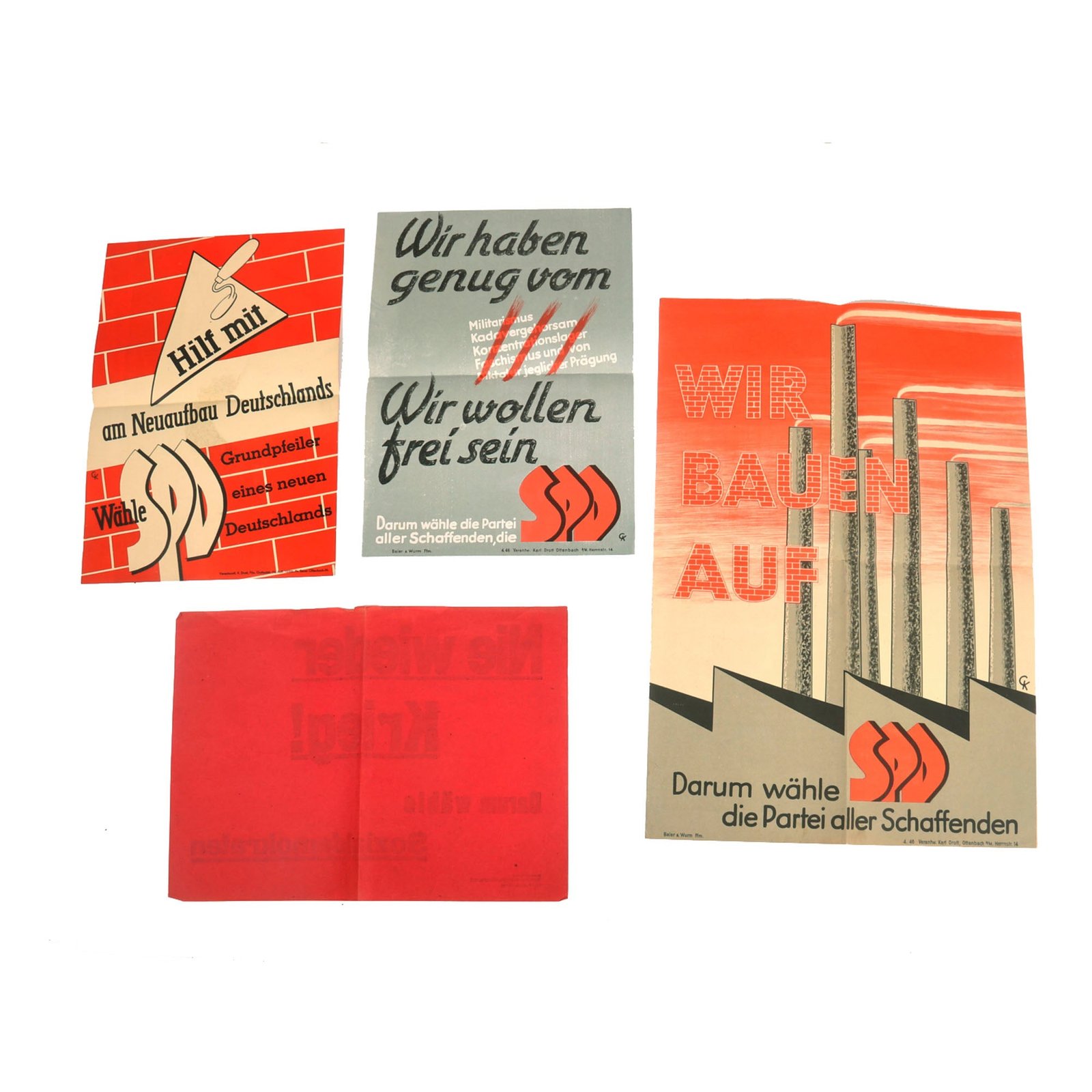 Buy Original German WWII Occupation Era Socialist Party Poster Lot Pertaining To The Reconstruction of Germany - 4 Posters | Original Firearms Antique For Sale