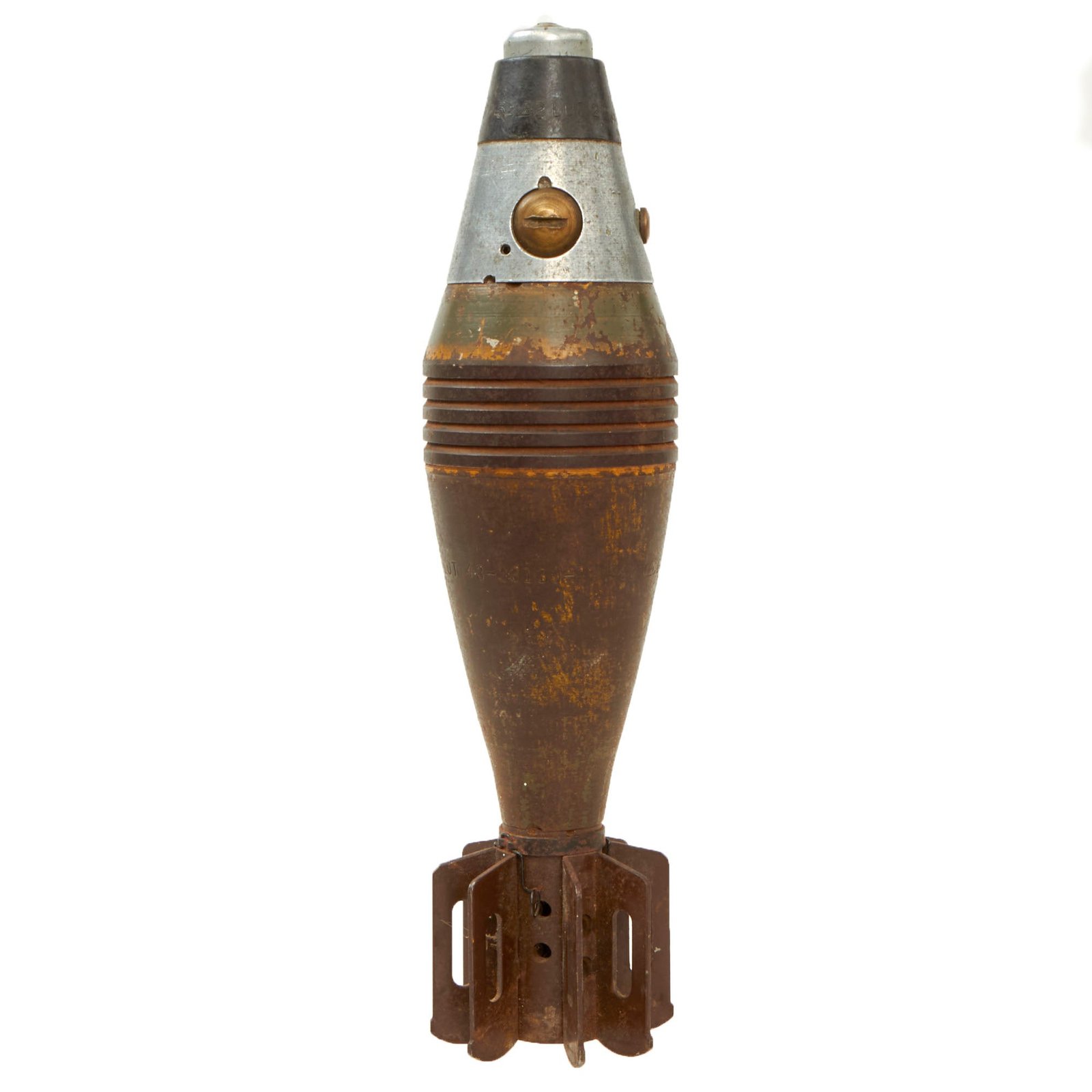 Buy Original U.S. WWII 1942 Dated M49A2 60mm Deactivated Mortar Round with Fuse with and Original Paint - Inert | Original Firearms Antique For Sale