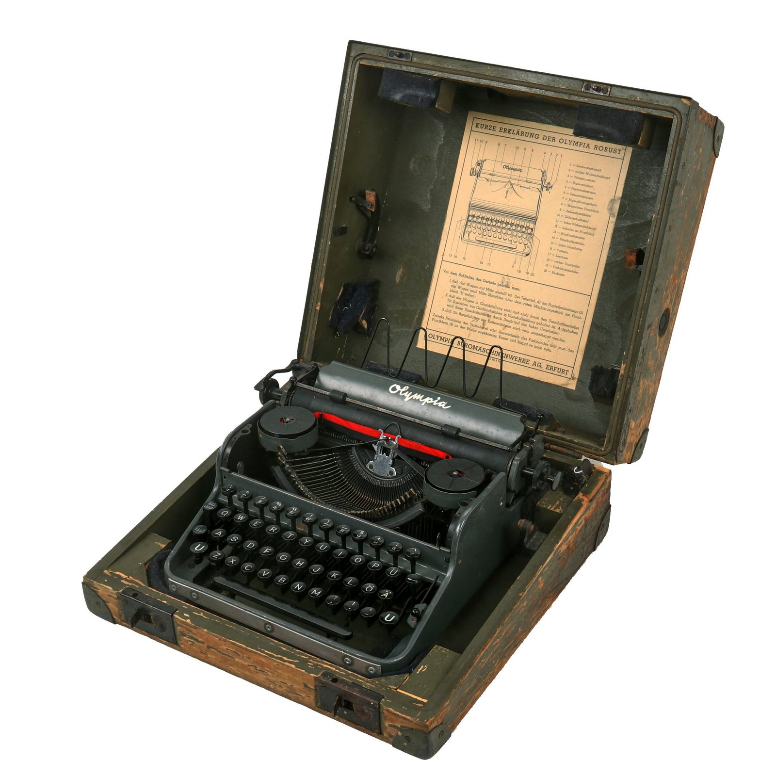 Buy Original German WWII Rare SS Typewriter by Olympia Büromaschinenwerke AG. Serial 423704 in Case - ROBUST Model | Original Firearms Antique For Sale