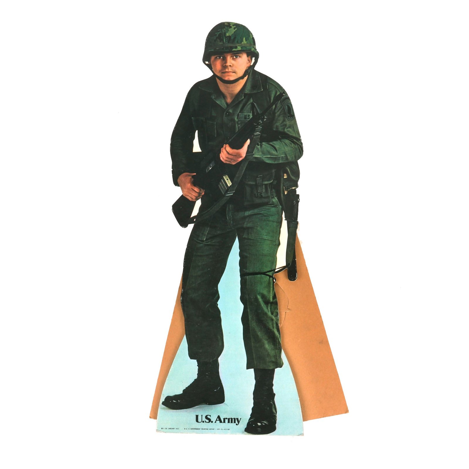 Buy Original U.S. Vietnam War US Army Recruiting Standee Dated 1971 - 24" Tall | Original Firearms Antique For Sale