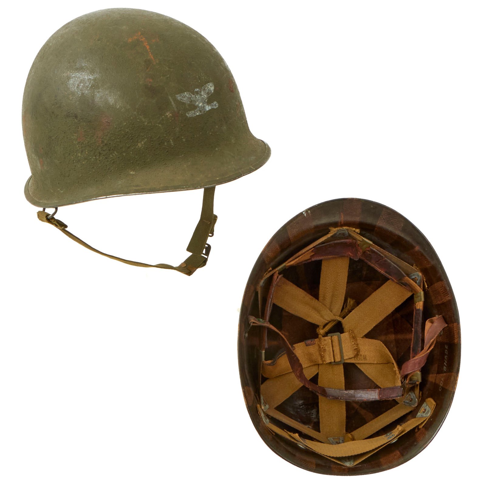 Buy Original U.S. WWII Named 1942 McCord Front Seam Swivel Bale M1 Helmet With Westinghouse Liner Both With Painted Rank Insignia - U.S. Army Colonel Shade | Original Firearms Antique For Sale