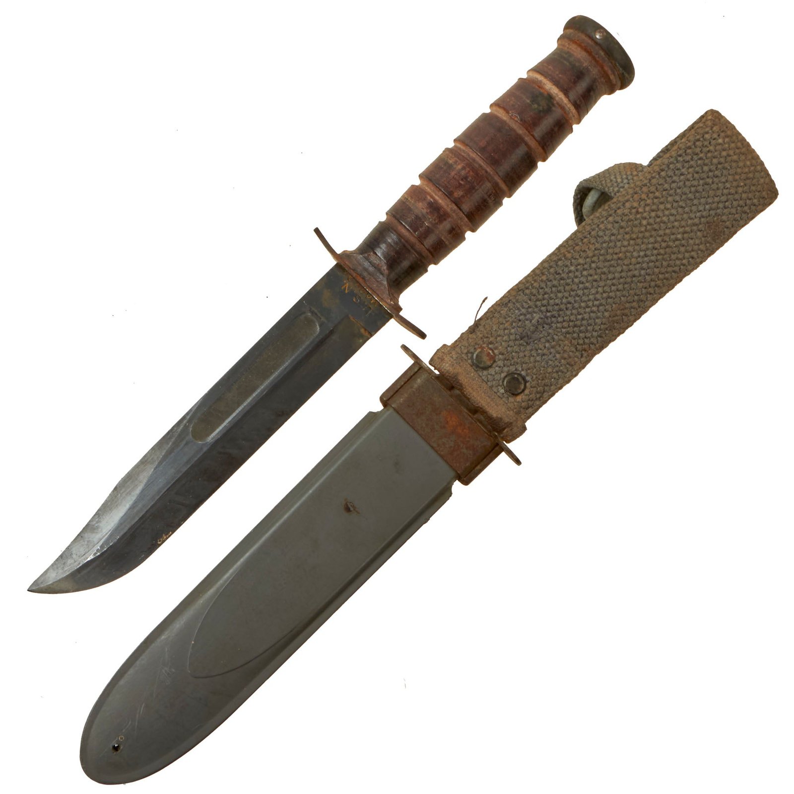 Buy Original U.S. WWII Navy Mark 2 KA-BAR Fighting Knife by CAMILLUS with U.S.N. MK2 Scabbard | Original Firearms Antique For Sale