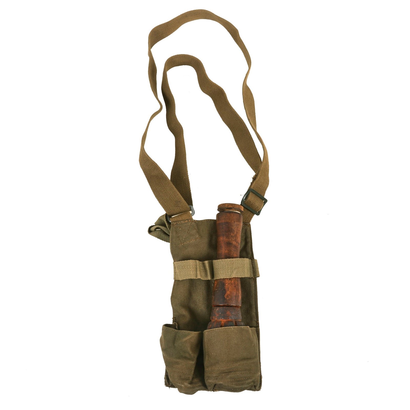 Buy Original Vietnam War NVA / VC North Vietnamese Inert ChiCom Stick Fragmentation Grenade with 1970-Dated Two-Cell Carrier Pouch | Original Firearms Antique For Sale
