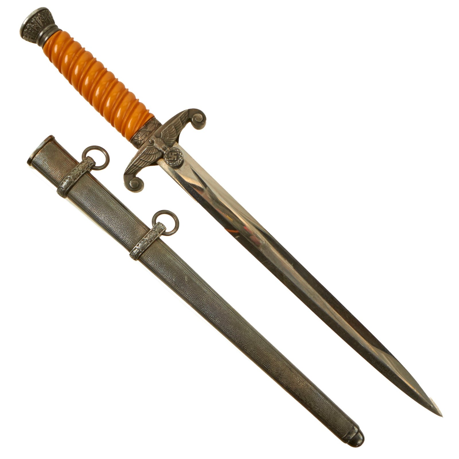 Buy Original German WWII Army Heer Dagger by Robert Klaas of Solingen with Nickel Plated Blade & Scabbard | Original Firearms Antique For Sale