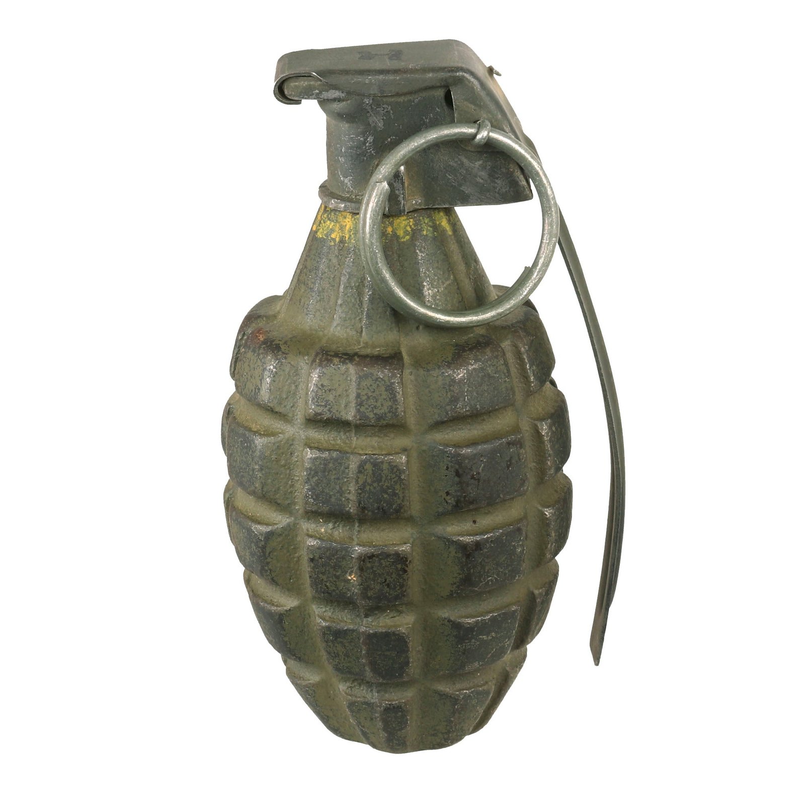 Buy Original U.S. WWII Inert MkII Pineapple Grenade with Yellow Ring & Fuze | Original Firearms Antique For Sale