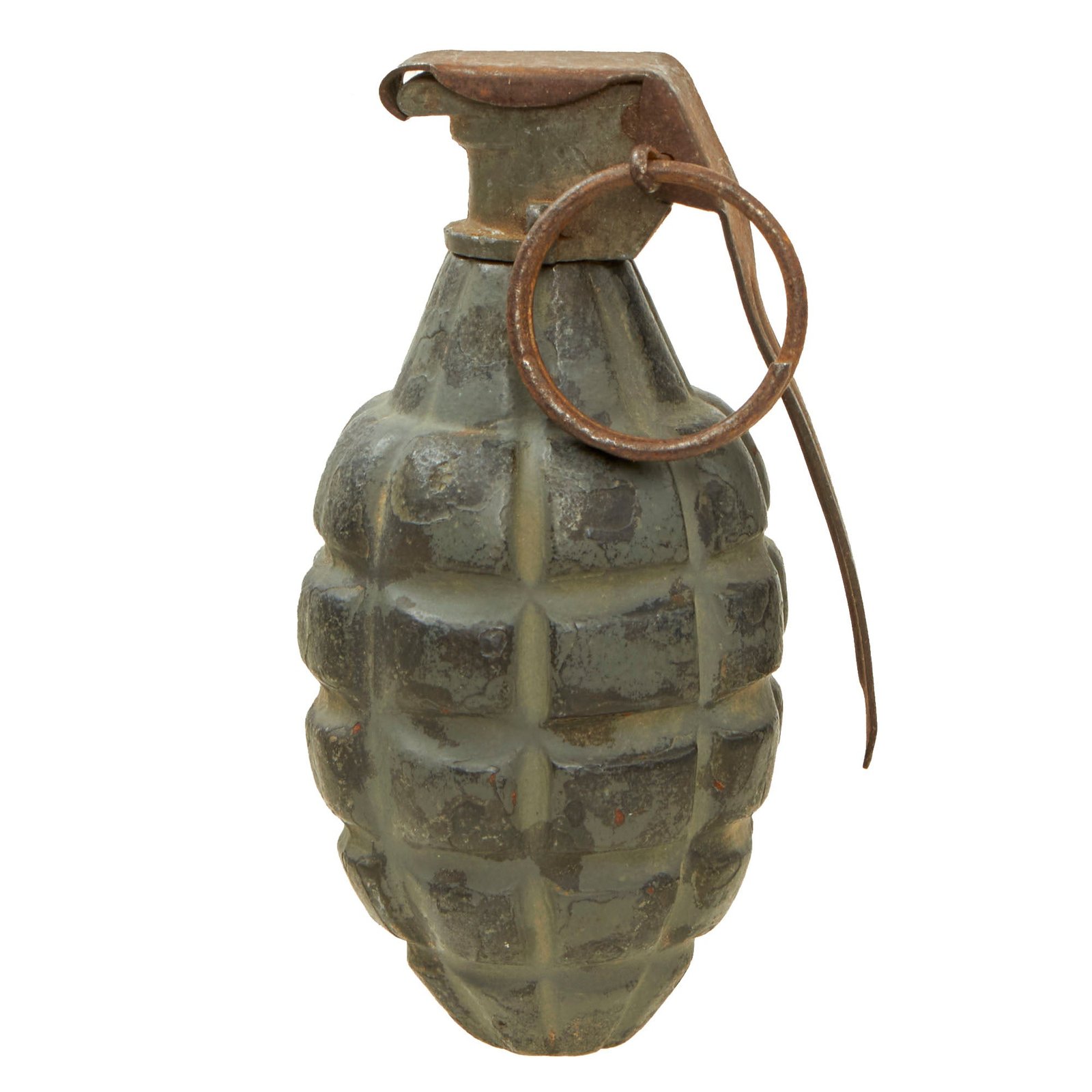 Buy Original U.S. Pre-WWII Inert MkII Pineapple Fragmentation Grenade w/ “Cutback” Fuze | Original Firearms Antique For Sale