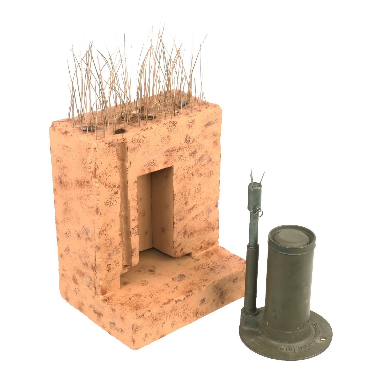 Buy Original U.S. WWII M2A4 Bounding Anti-Personnel Mine With M6A1 Pressure/Pull Fuse - INERT Earth Cutaway EOD Visual Training Aid | Original Firearms Antique For Sale
