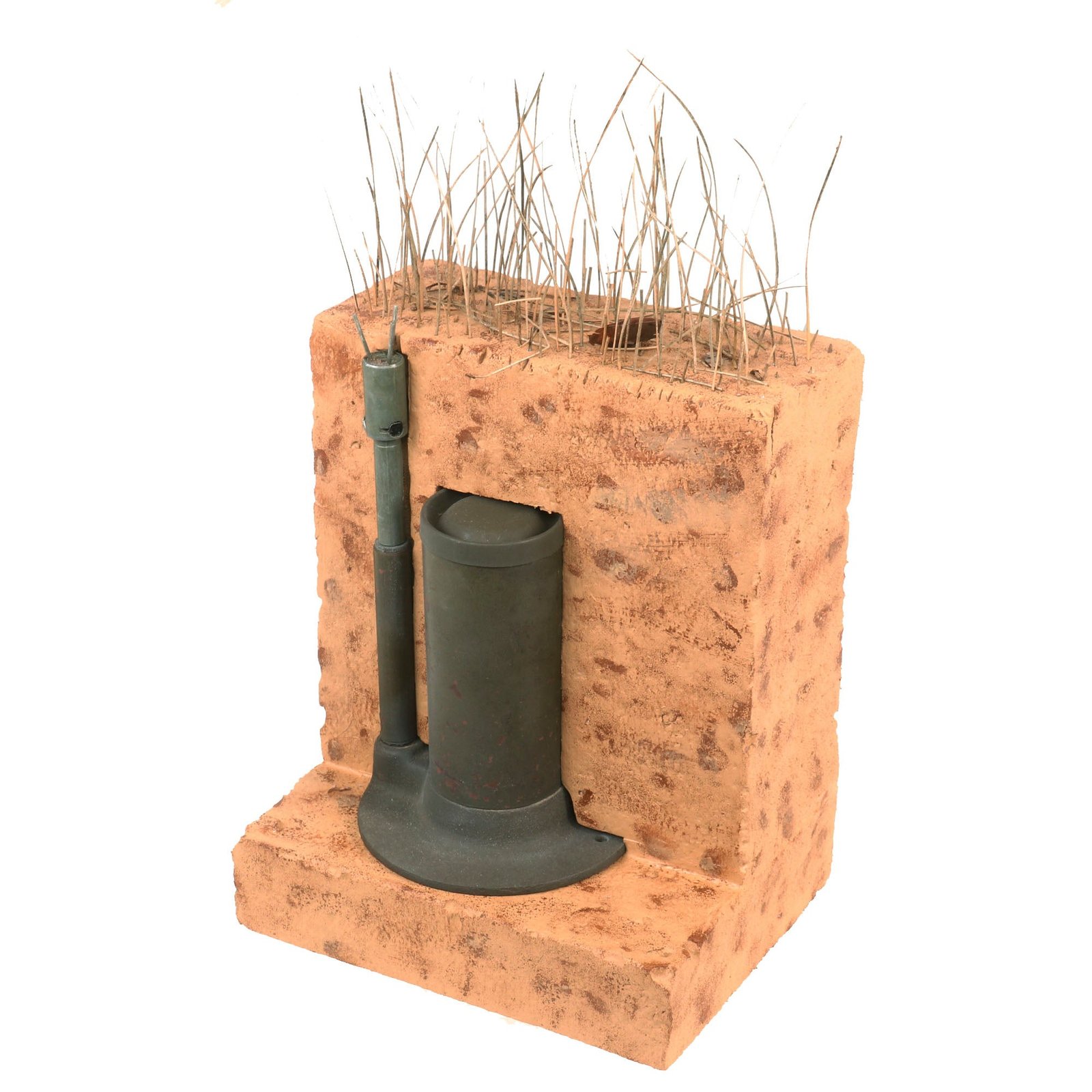 Buy Original U.S. WWII M2A4 Bounding Anti-Personnel Mine With M6A1 Pressure/Pull Fuse - INERT Earth Cutaway EOD Visual Training Aid | Original Firearms Antique For Sale