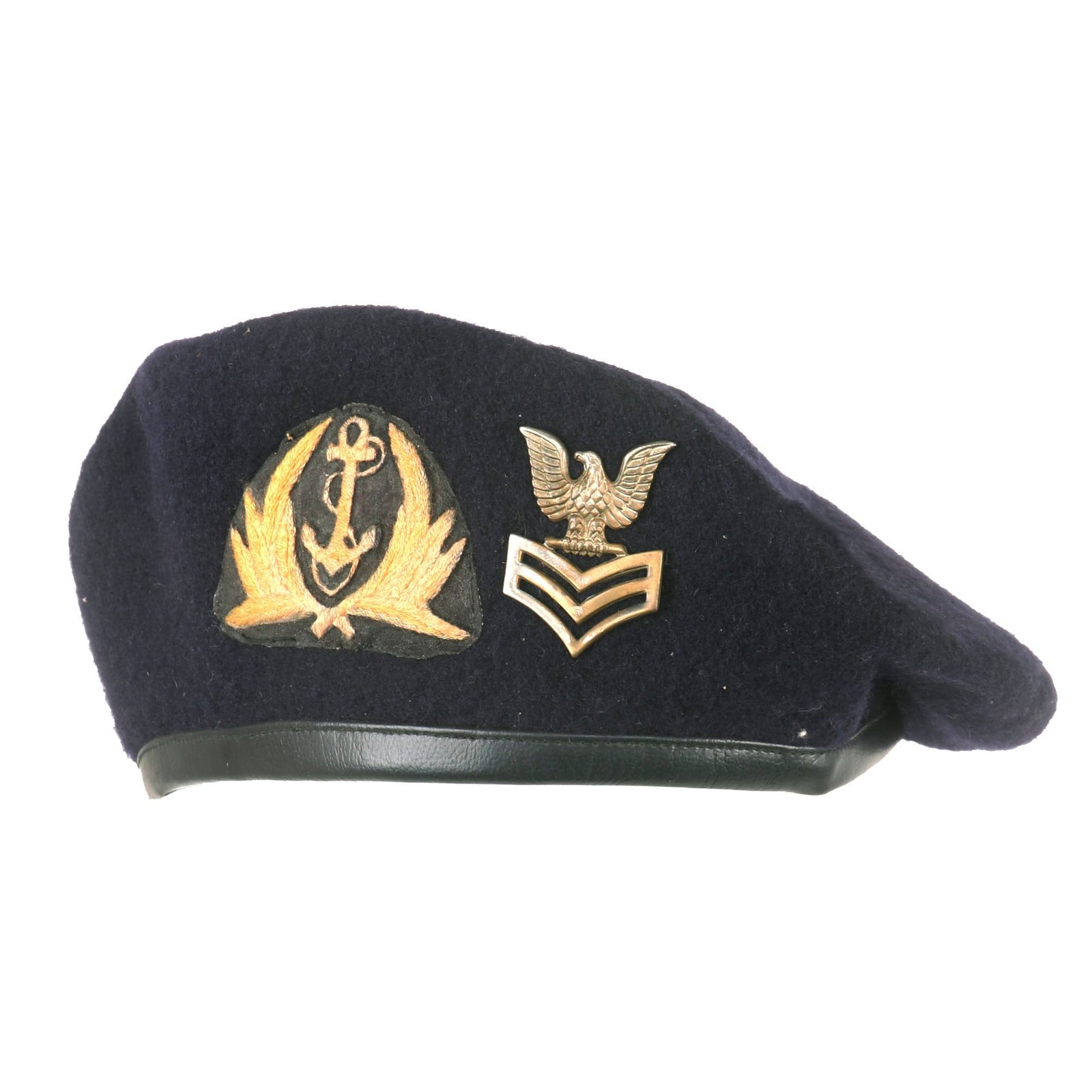 Buy Original Vietnam War Era South Vietnamese Navy Blue Beret with Saigon Maker Tag & Period Applied US Navy Rating - Size 58 | Original Firearms Antique For Sale