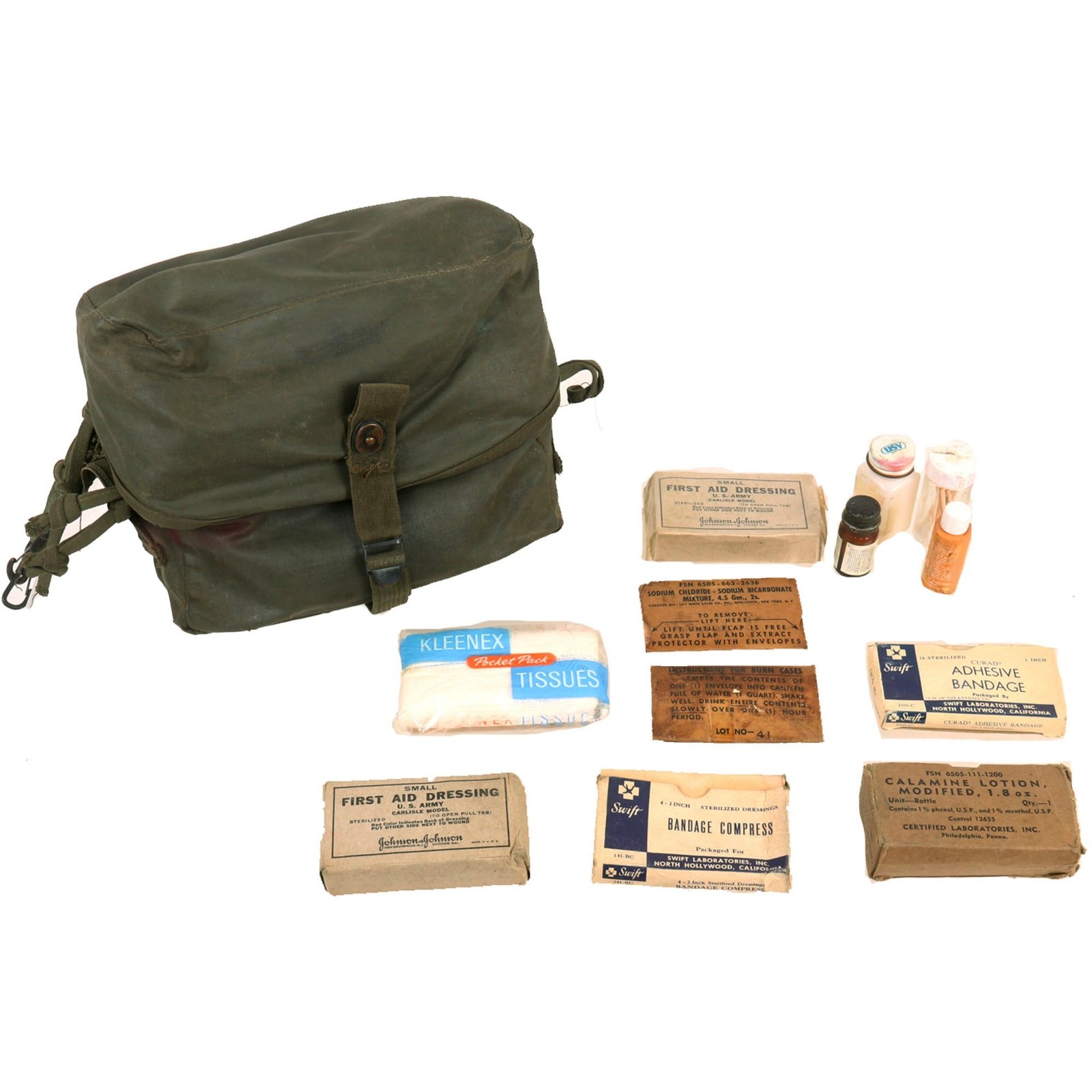 Buy Original U.S. Early Vietnam War Unit-One Rubberized Trifold 1st Pattern M3 Medical Bag - With Contents | Original Firearms Antique For Sale