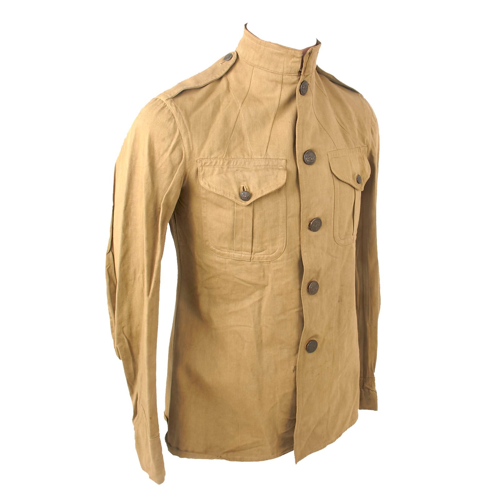 Buy Original U.S. WWI U.S.M.C. Twice-Named P1912 Marine Corps Khaki Summer Uniform Tunic - Kara M. Julian & Rollie E. Cecil | Original Firearms Antique For Sale