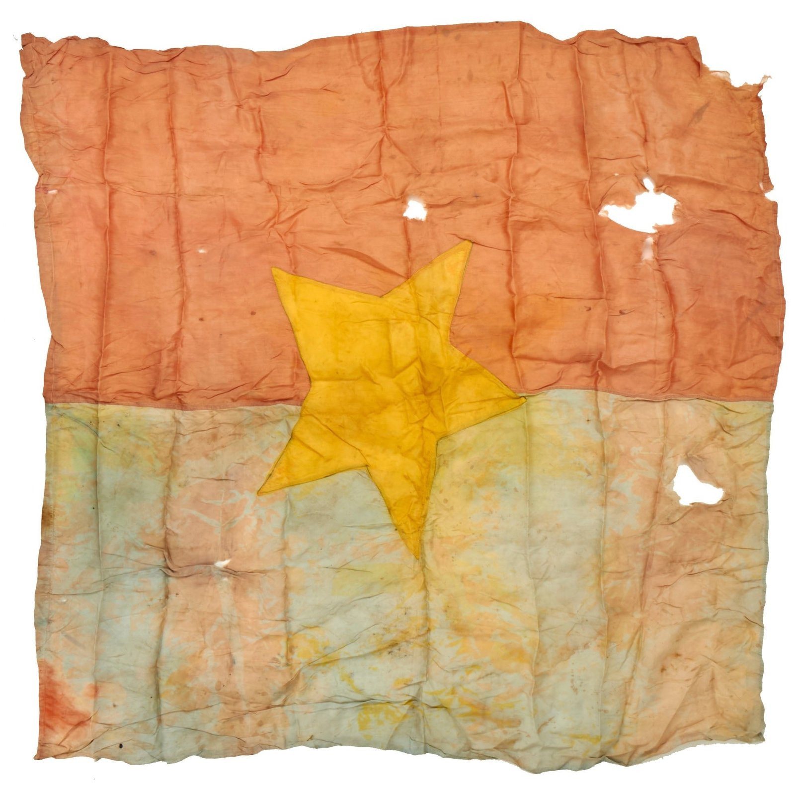 Buy Original Vietnam War North Vietnamese Army Battle-Torn Captured Viet Cong Flag - 39 x 41” | Original Firearms Antique For Sale