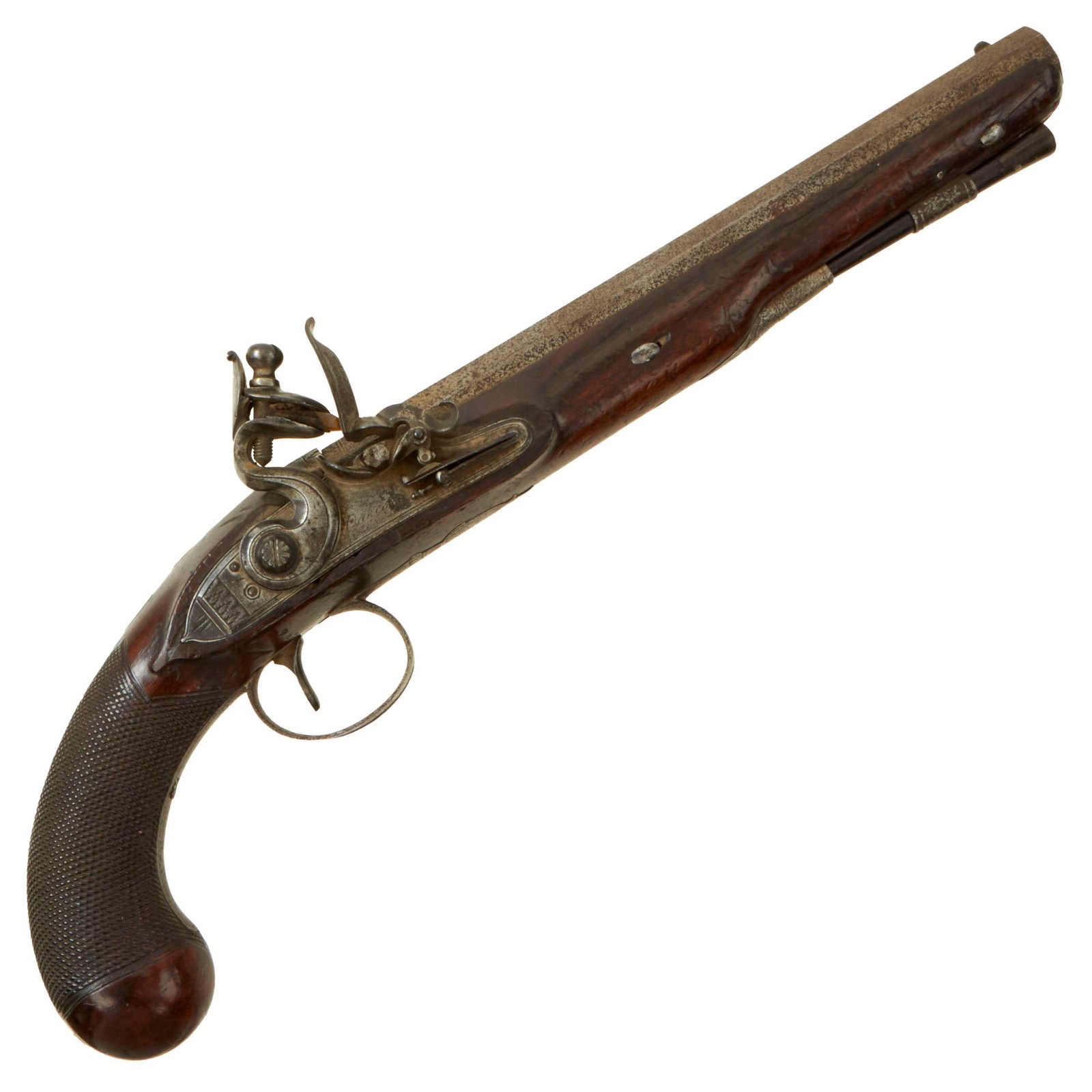 Buy Original British Napoleonic Officer's Iron Mounted Flintlock Pistol by Oakes of London with Octagon Barrel - Circa 1800 | Original Firearms Antique For Sale