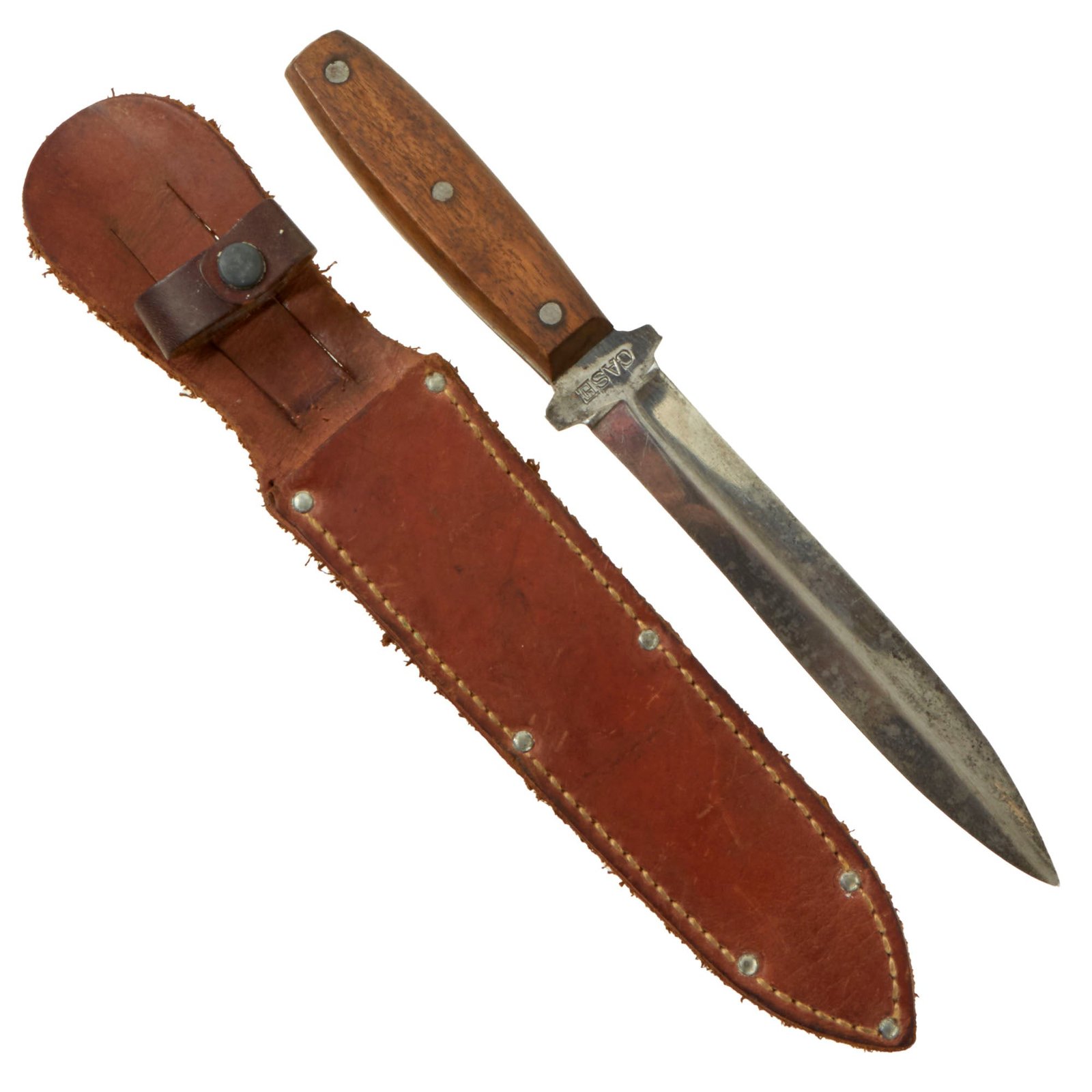 Buy Original U.S. WWII Case "Pig Sticker" Wood Handle Fighting Knife with Correct Belt Scabbard | Original Firearms Antique For Sale