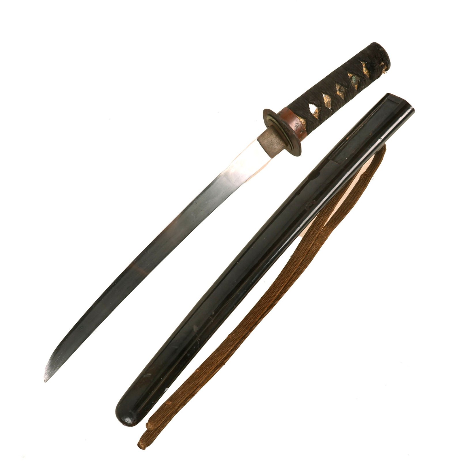 Buy Original 18th Century Edo Period Japanese Ko-Wakizashi Short Sword with Lacquered Scabbard & Sageo Sword Cord | Original Firearms Antique For Sale