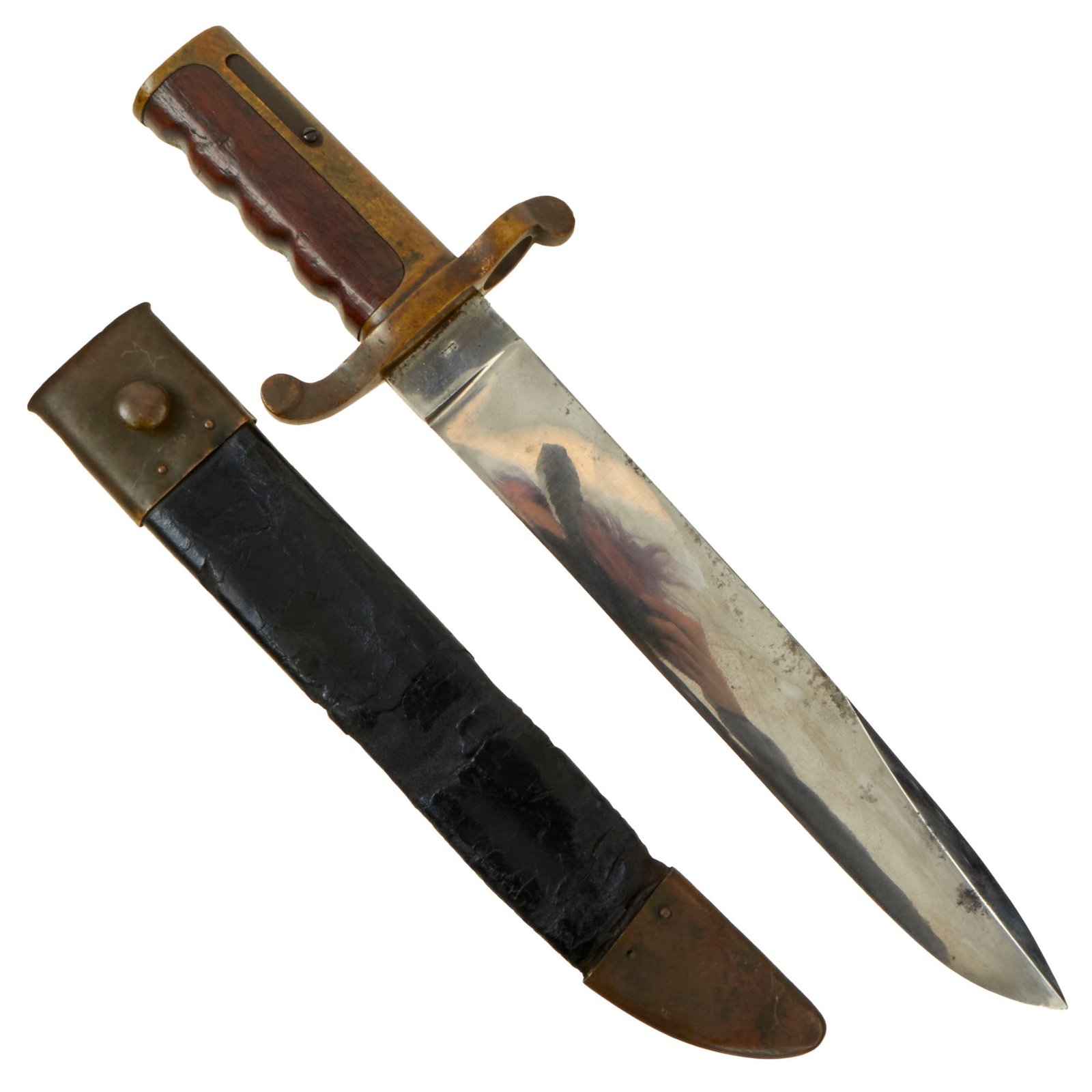Buy Original U.S. Civil War US Navy M1861 “Dahlgren” Bowie Knife Bayonet and Scabbard By Ames - Dated 1861 | Original Firearms Antique For Sale