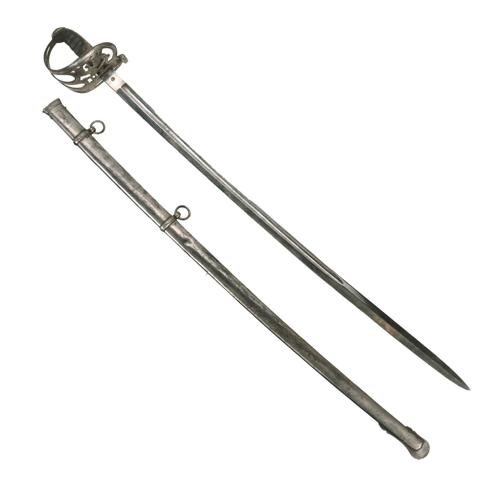 Buy Original U.S. Civil War M-1850 Style German Imported Non-Regulation Foot Officer’s Sword and Scabbard - Rare Eagle Variant on Basket | Original Firearms Antique For Sale