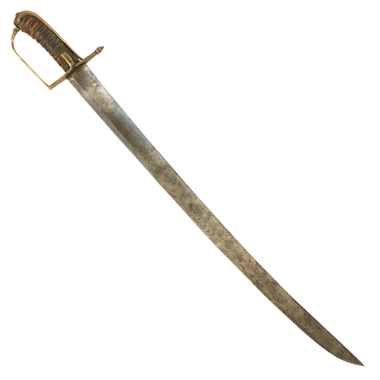 Buy Original American Revolutionary War Era Hessian Hanger Sword with Leather & Wire Wrapped Grip | Original Firearms Antique For Sale