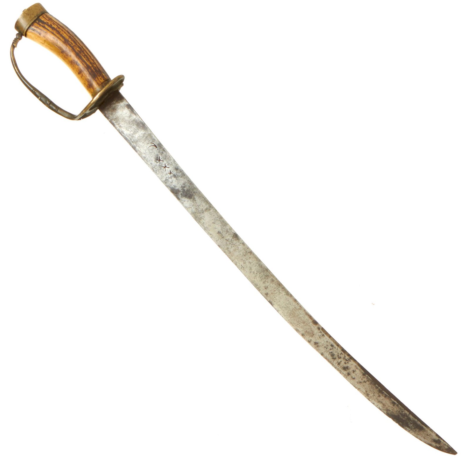 Buy Original U.S. American Revolutionary War Era Hunting Sword with Stag Handle | Original Firearms Antique For Sale