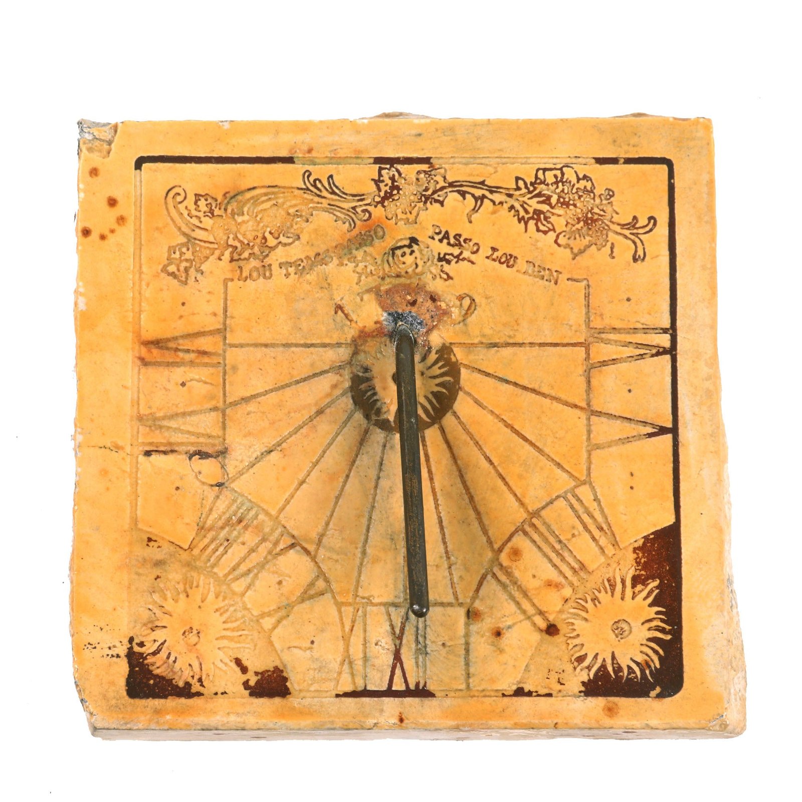 Buy Original French Colonial Period Marble Sundial with Iron Gnomon - Ca. 1720s-1750s | Original Firearms Antique For Sale