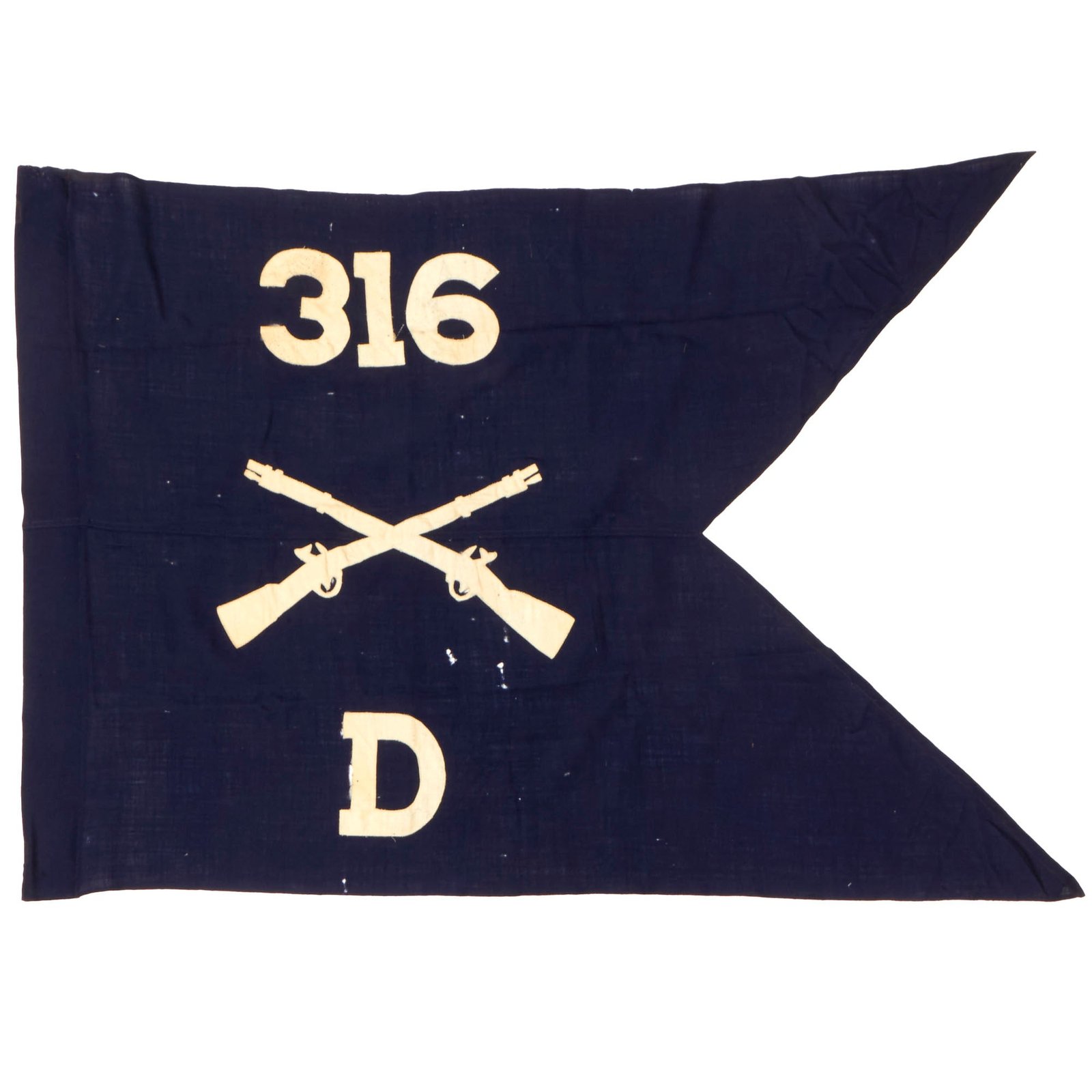 Buy Original U.S. WWI Army 316th Infantry Regiment D Company 79th Division Swallowtail Guidon Pennant - Scarce | Original Firearms Antique For Sale