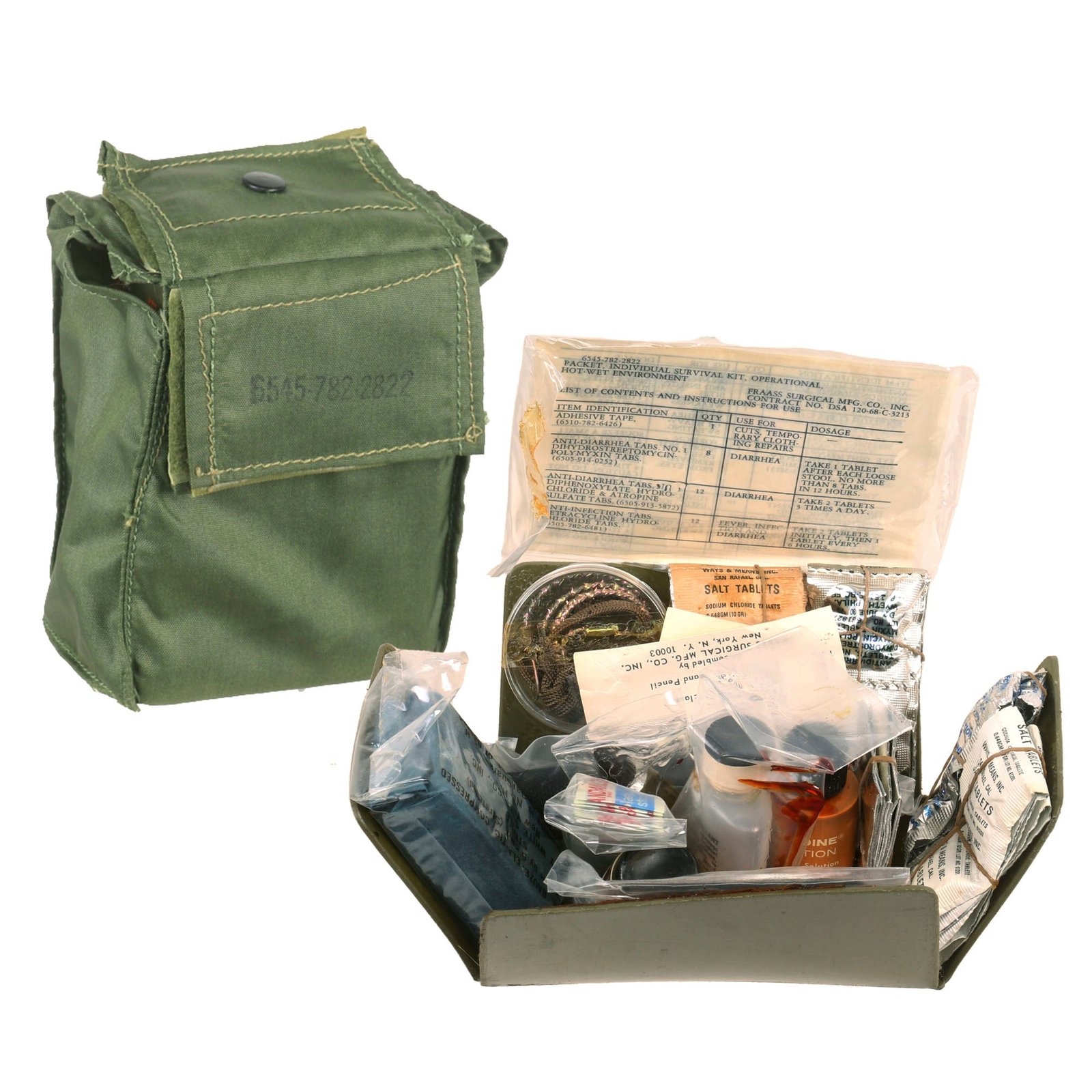 Buy Original U.S. Vietnam War Special Forces Hot / Wet Individual Survival First Aid Kit in Original Belt Pouch | Original Firearms Antique For Sale