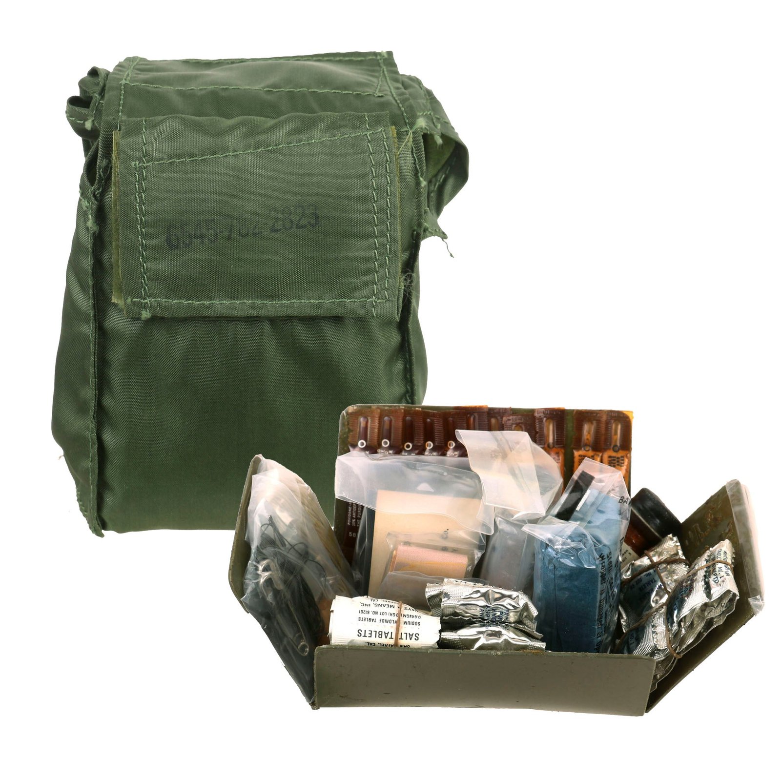 Buy Original U.S. Vietnam War Special Forces Hot / Wet Individual Survival First Aid Kit in Original Belt Pouch | Original Firearms Antique For Sale