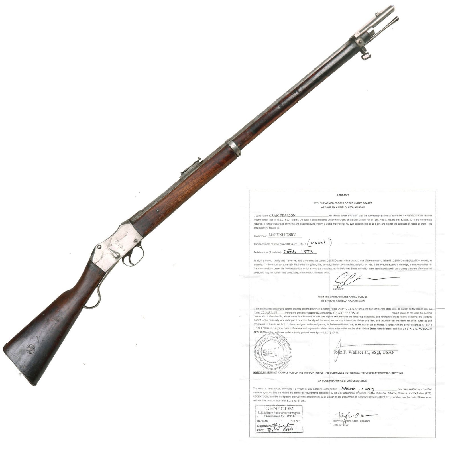 Buy Original Afghan 1873 Manufactured Martini-Henry MkII Short Lever Rifle Marked Enfield - Documented USGI Afghanistan Bring Back | Original Firearms Antique For Sale