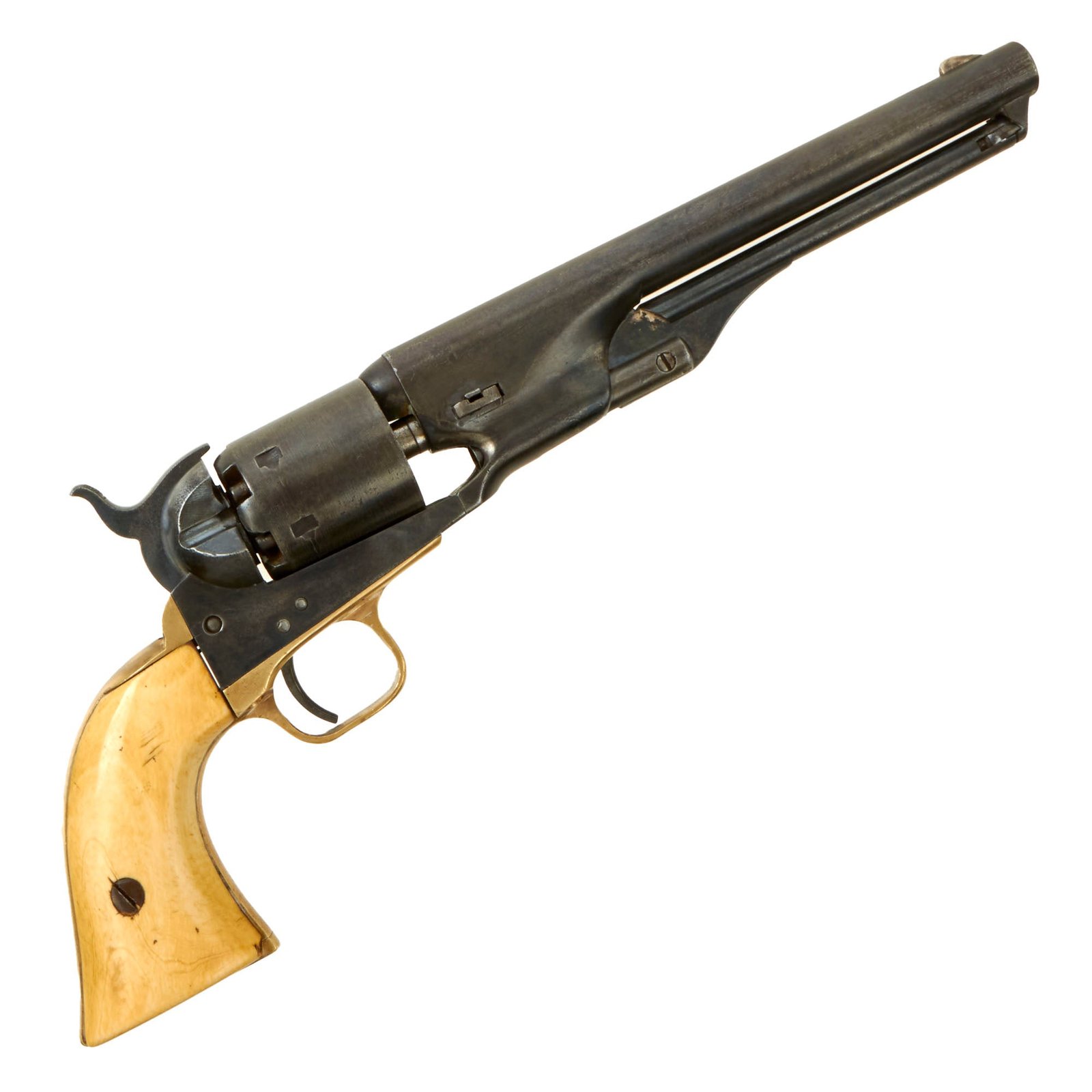 Buy Original U.S. Indian Wars Era Colt Model 1861 Navy .36cal Percussion Revolver with Ivory Grips made in 1867 - Serial 30185 | Original Firearms Antique For Sale