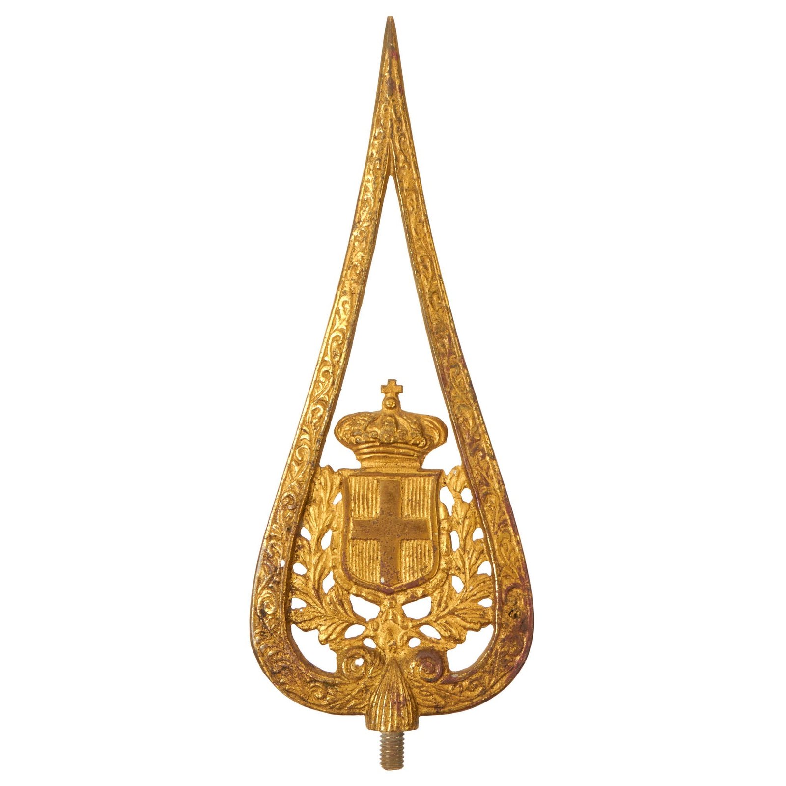 Buy Original Italian WWII Italian House of Savoy Cast Brass Flag Pole Topper | Original Firearms Antique For Sale