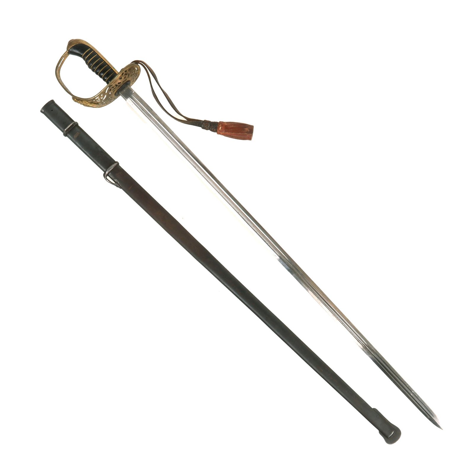 Buy Original 19th Century Swedish Officer's Saber by E. Svalling of Eskilstuna with Steel Scabbard & Sword Knot | Original Firearms Antique For Sale