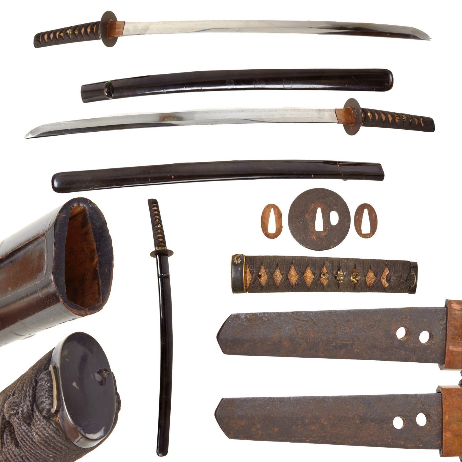 Original 18th Century Edo Period Japanese Handmade Ō-Wakizashi Short Sword by KANENOBU with Lacquered Wood Scabbard