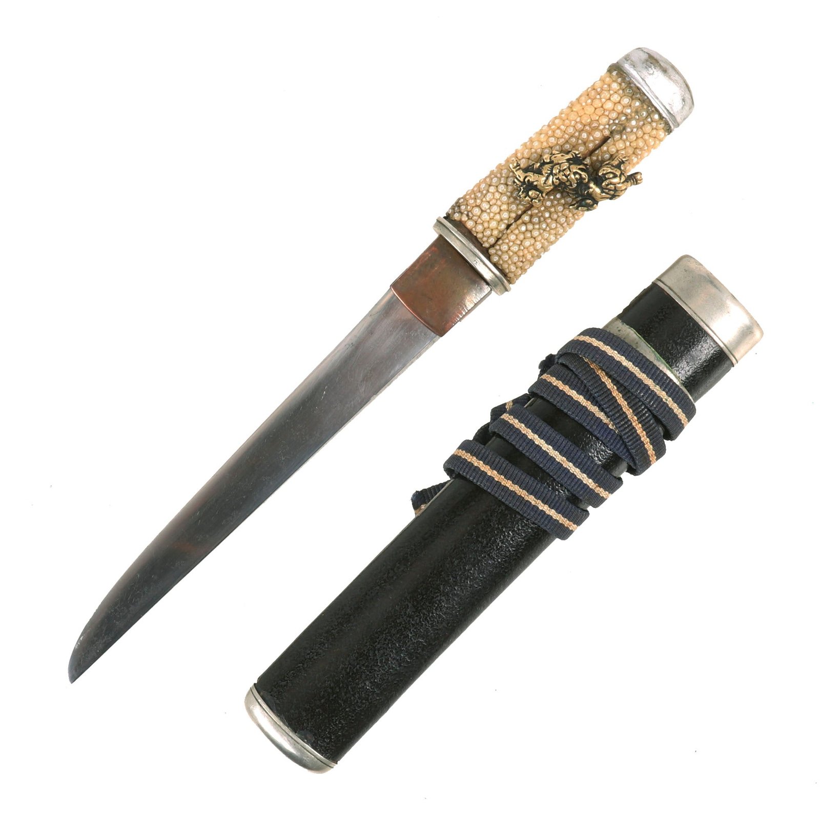Buy Original Japanese Late Edo Period Women's Kaiken Dagger with Lacquered Handle & Scabbard - Handmade Blade | Original Firearms Antique For Sale