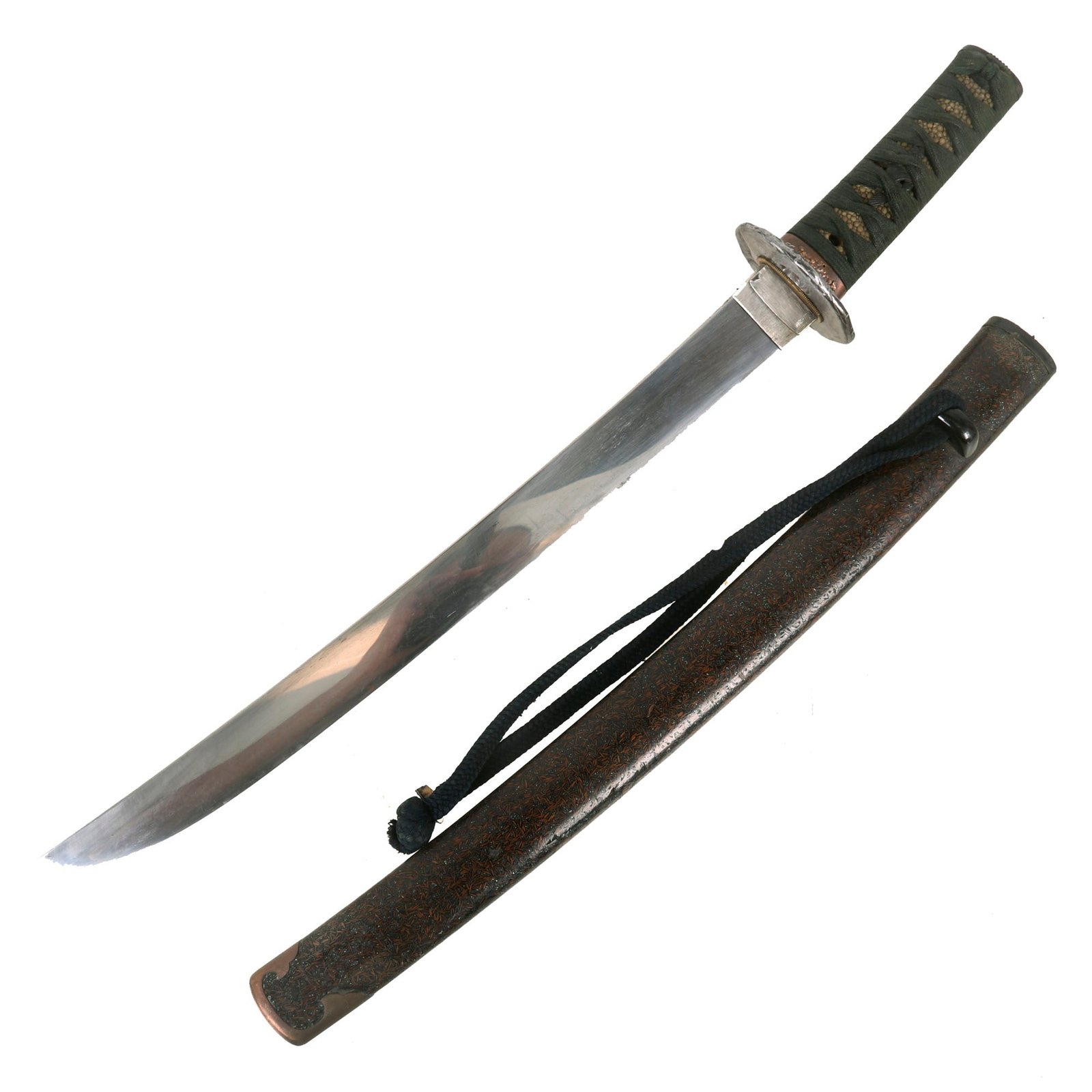 Buy Original Edo Period Japanese Ko-Wakizashi Short Sword with Wide Blade, Decorative Lacquered Scabbard and Sageo Sword Cord | Original Firearms Antique For Sale