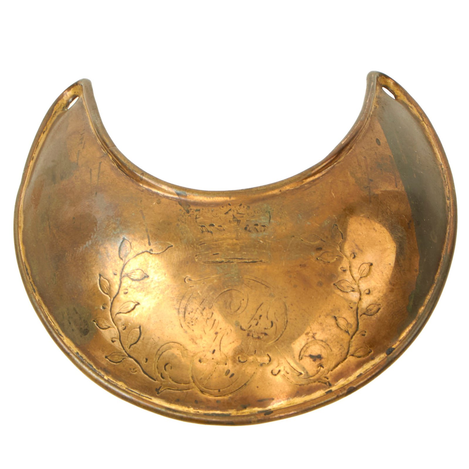 Buy Original British War of 1812 / Napoleonic Wars P-1796 Officer’s Flame Gilt Copper Gorget | Original Firearms Antique For Sale