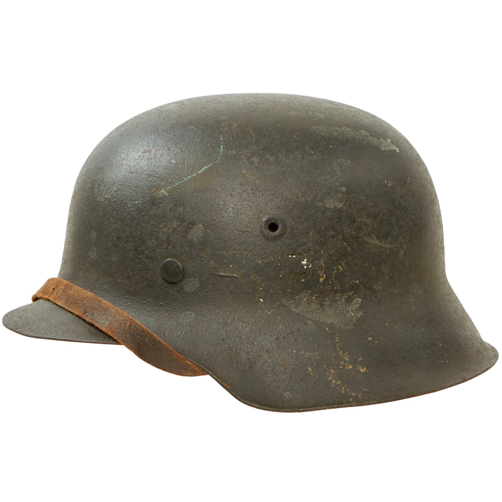 Buy Original German WWII M42 Luftwaffe Former Single Decal Textured Paint Helmet with 56cm Liner & Chinstrap - Size 64 Shell | Original Firearms Antique For Sale