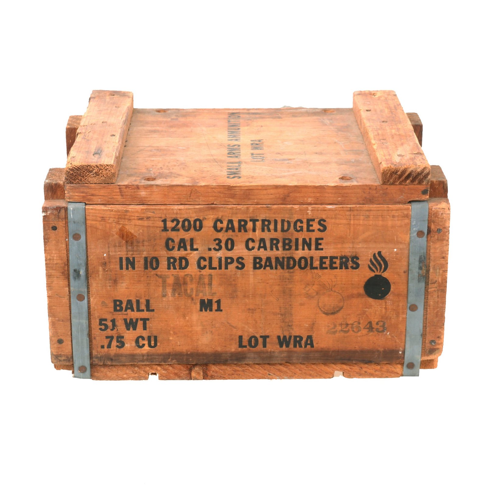Buy Original U.S. WWII M1 Carbine Cal .30 Ammunition Crate - Stenciled Markings | Original Firearms Antique For Sale