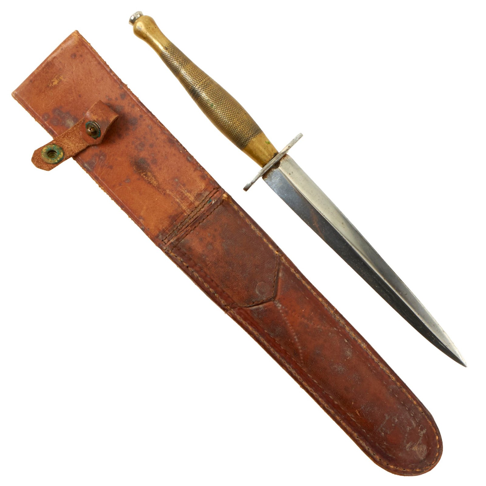 Buy Original British WWII Second Pattern Fairbairn-Sykes Commando Dagger Fighting Knife with Sheath - Likely Used by American GI | Original Firearms Antique For Sale