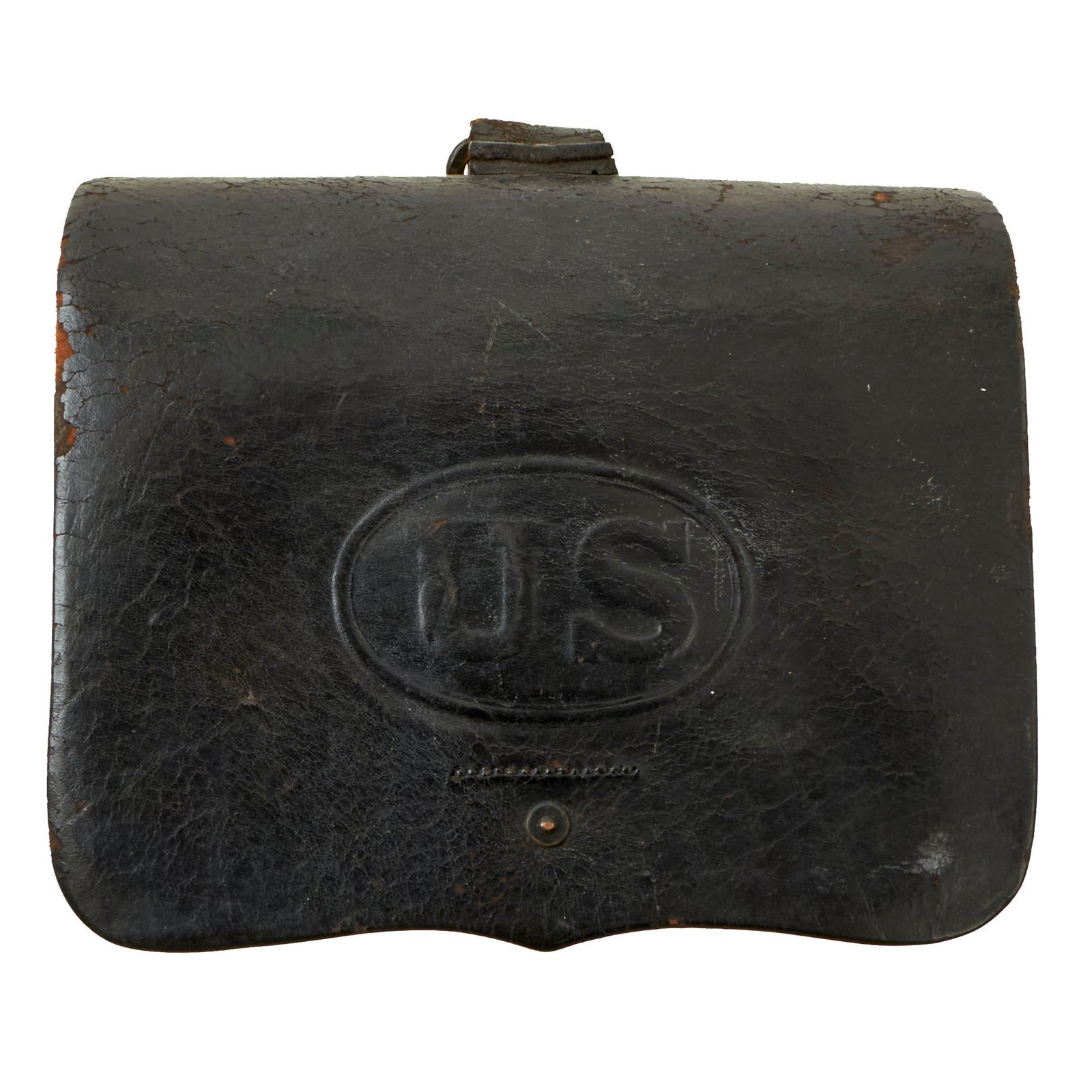 Buy Original U.S. Civil War Model 1864 Type II .58 Cal. Cartridge Box with Period Added Hook and Matching Tins | Original Firearms Antique For Sale