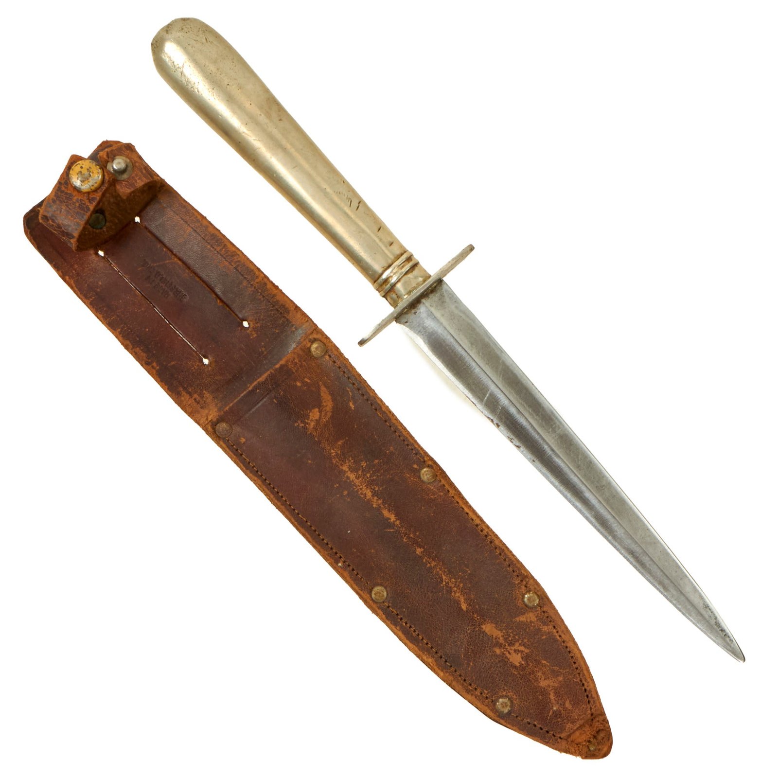 Buy Original British WWII Fairbairn-Sykes Private Purchase Commando Style Dagger Fighting Knife with Leather Sheath | Original Firearms Antique For Sale