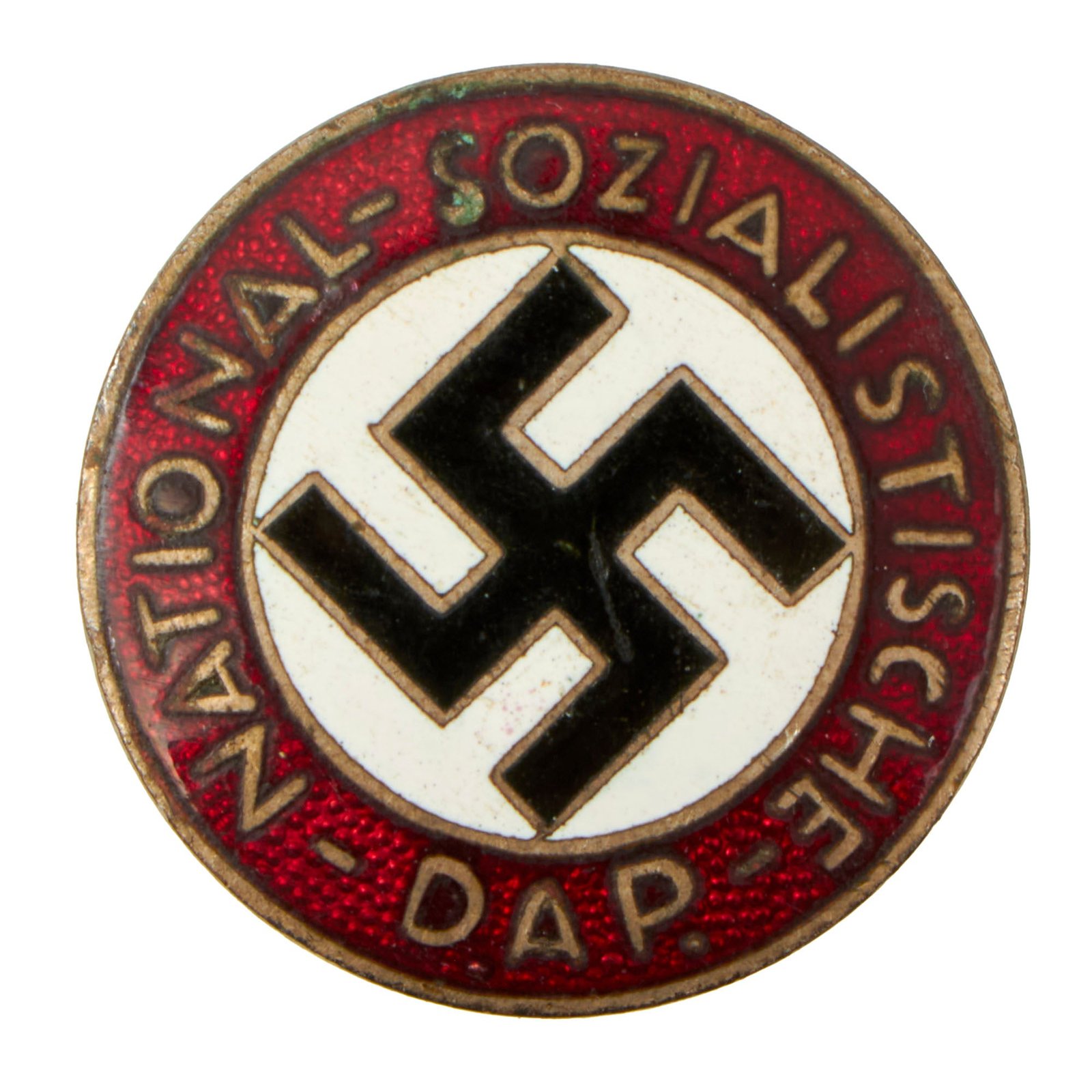 Buy Original German WWII NSDAP Party Enamel Membership Badge Pin - Ges. Gesch. Marked | Original Firearms Antique For Sale