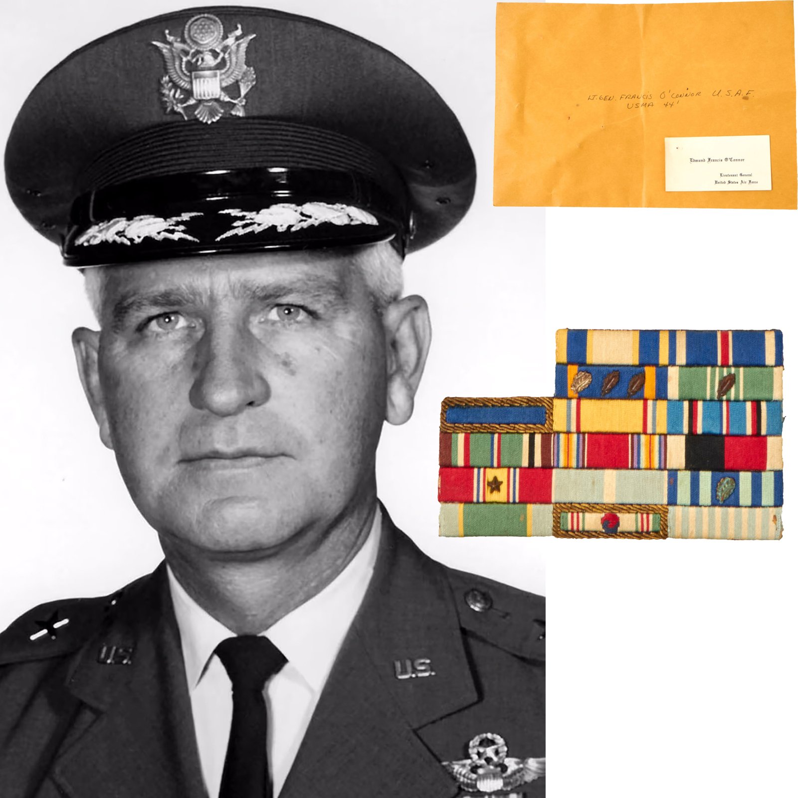 Buy Original U.S. USAF General Edmund F. O’Connor Ribbon Bar with Calling Card & Provenance Note | Original Firearms Antique For Sale