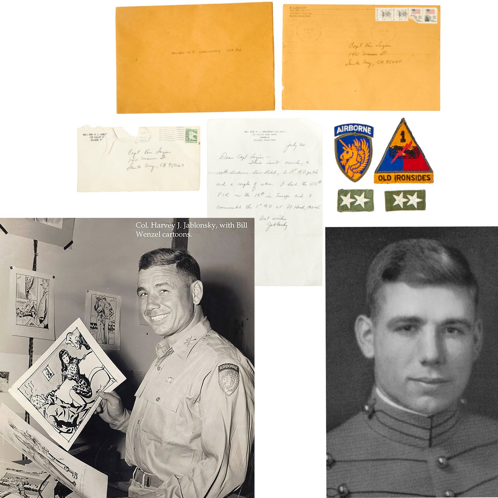 Buy Original U.S. Vietnam War U.S Army General Harvey Jablonsky Major General Star & Armored Patch Group with Letter of Provenance | Original Firearms Antique For Sale