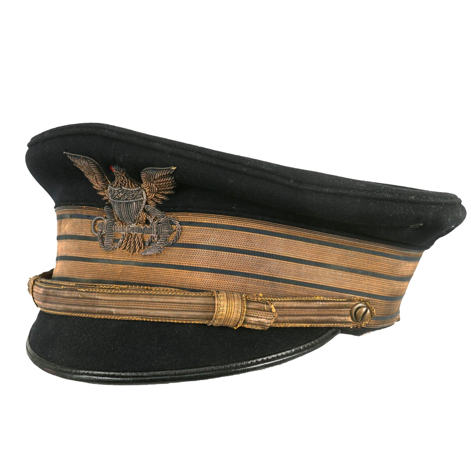 Buy Original U.S. Pre-WWI Coast Guard Admirals Blue Dress Visor Cap with Bullion Eagle Insignia | Original Firearms Antique For Sale