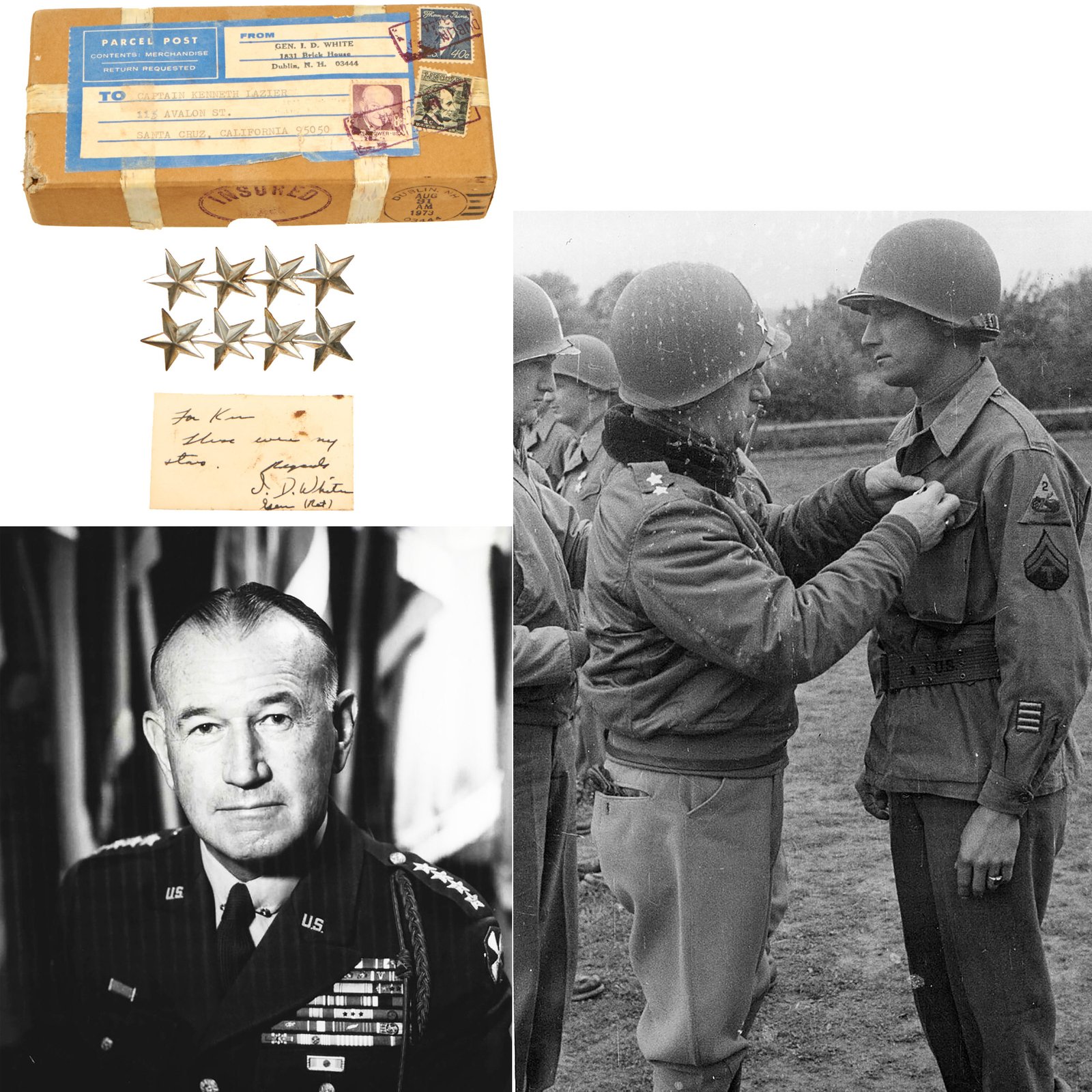 Buy Original U.S. WWII “Mr. Armor” General Isaac D. White General’s Stars in Original Shipping Box | Original Firearms Antique For Sale