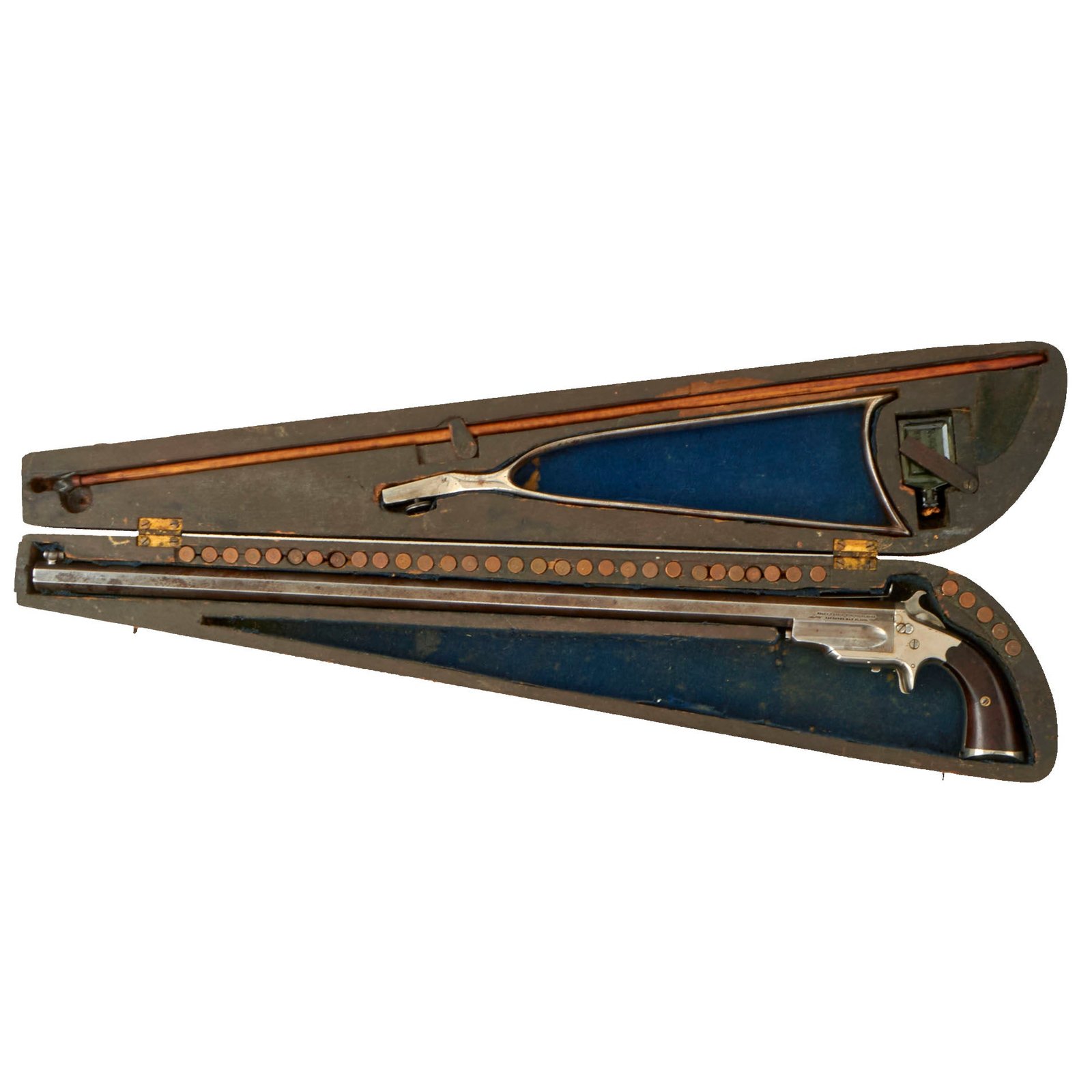Buy Original Scarce U.S. Frank Wesson M1870 Medium Frame Single Shot .32cal "Pocket Rifle" Target Pistol in Original Presentation Case with Shoulder Stock, 35 Cartridges, & Accessories | Original Firearms Antique For Sale