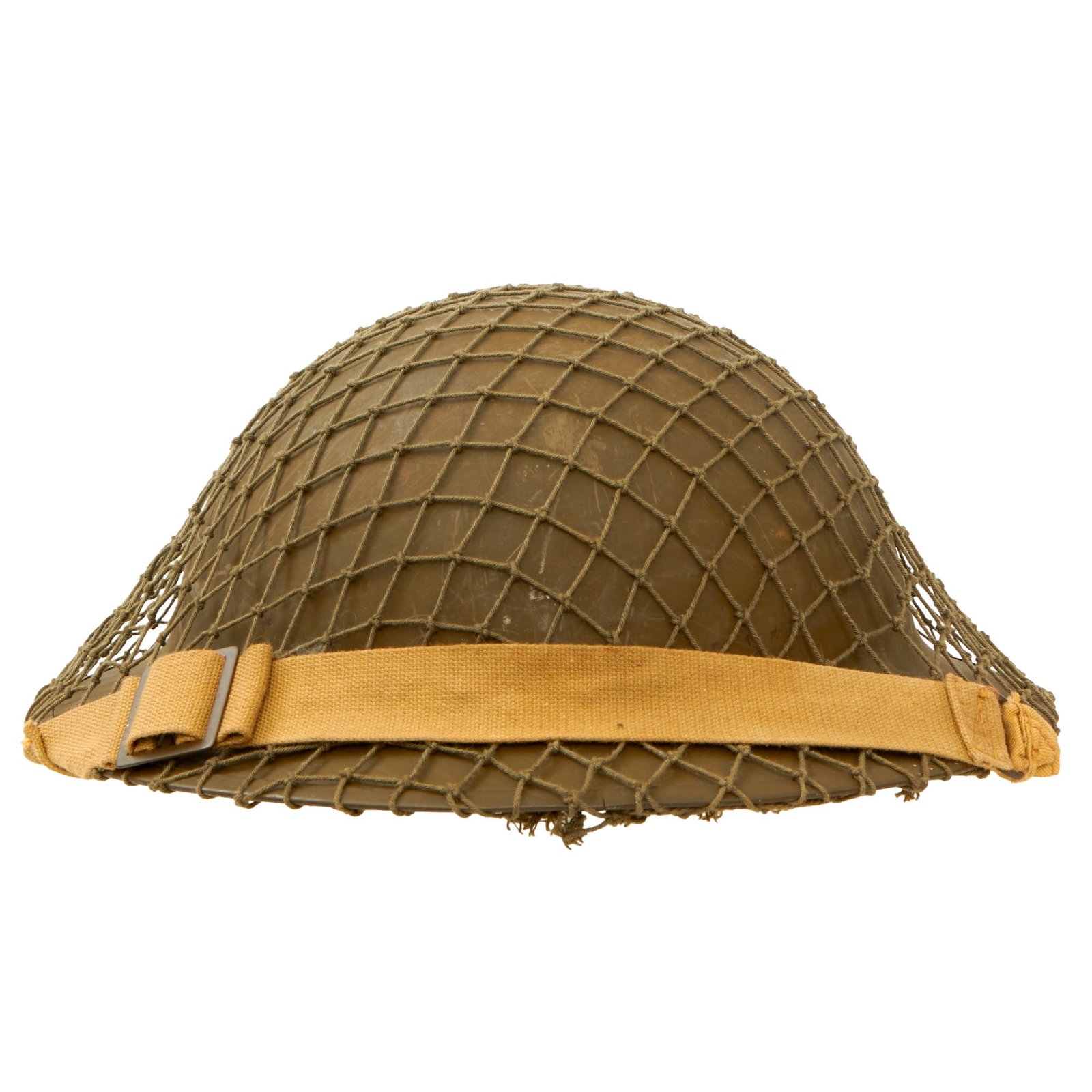 Buy Original British/Commonwealth WWII Brodie MkII Steel Helmet with Helmet Net & Chinstrap - Dated 1942 | Original Firearms Antique For Sale